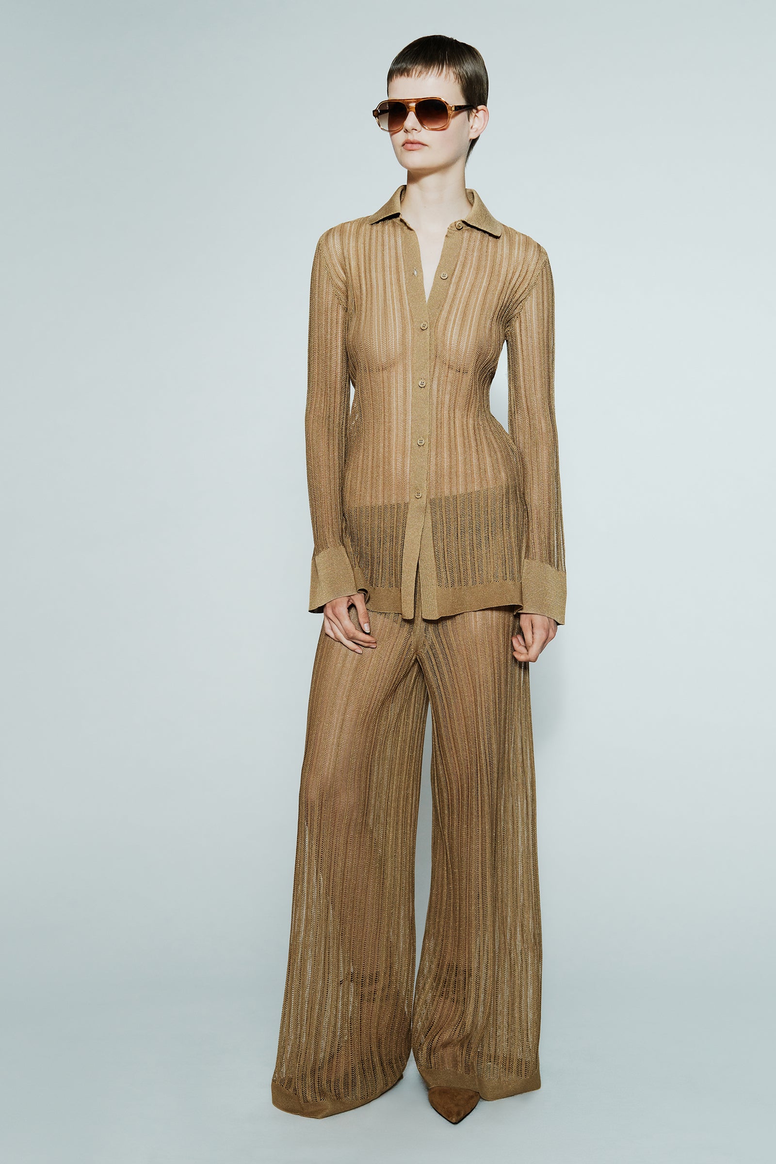 SEMI-TRANSPARENT CULOTTE TROUSERS