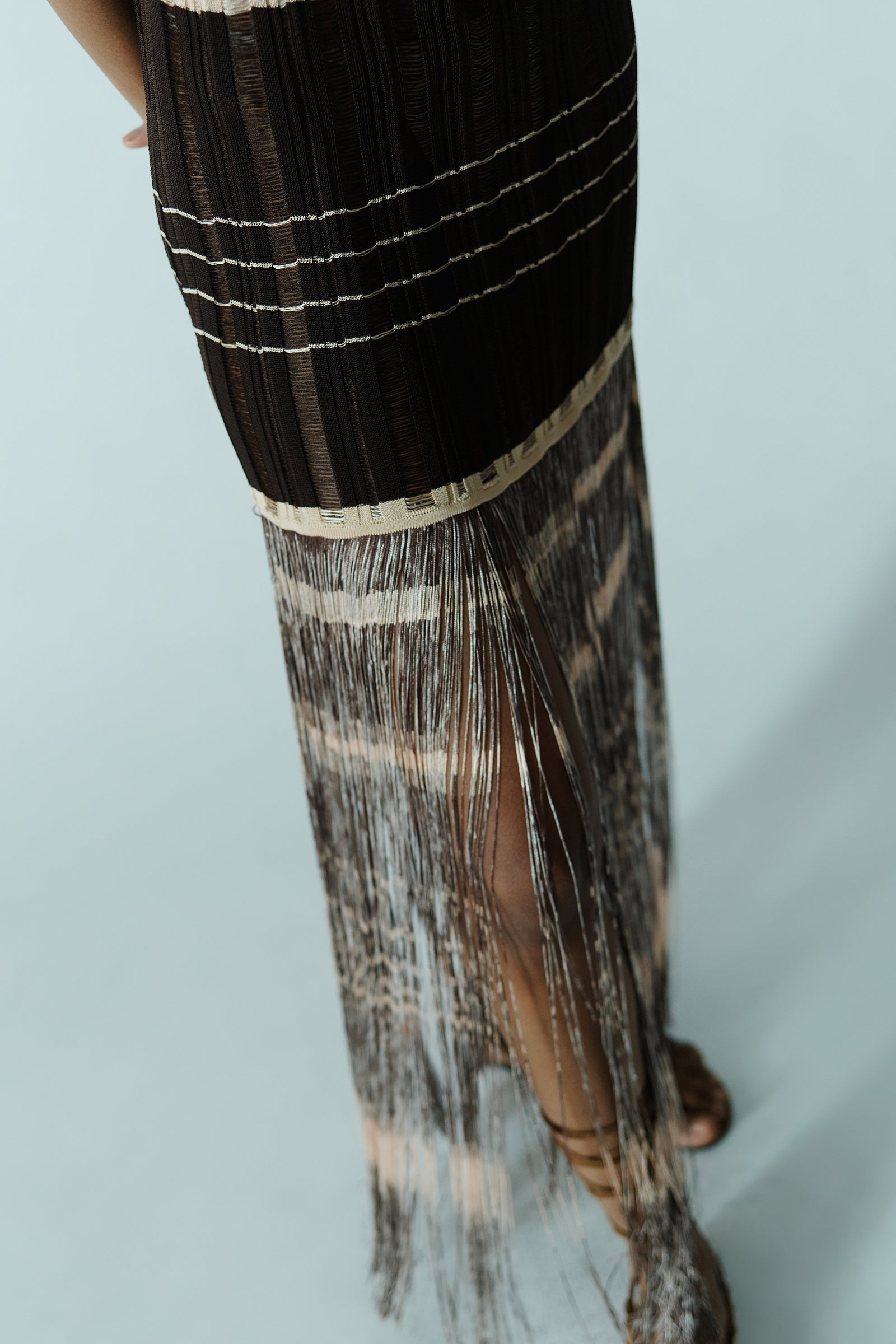 HALTER DRESS WITH FRINGES