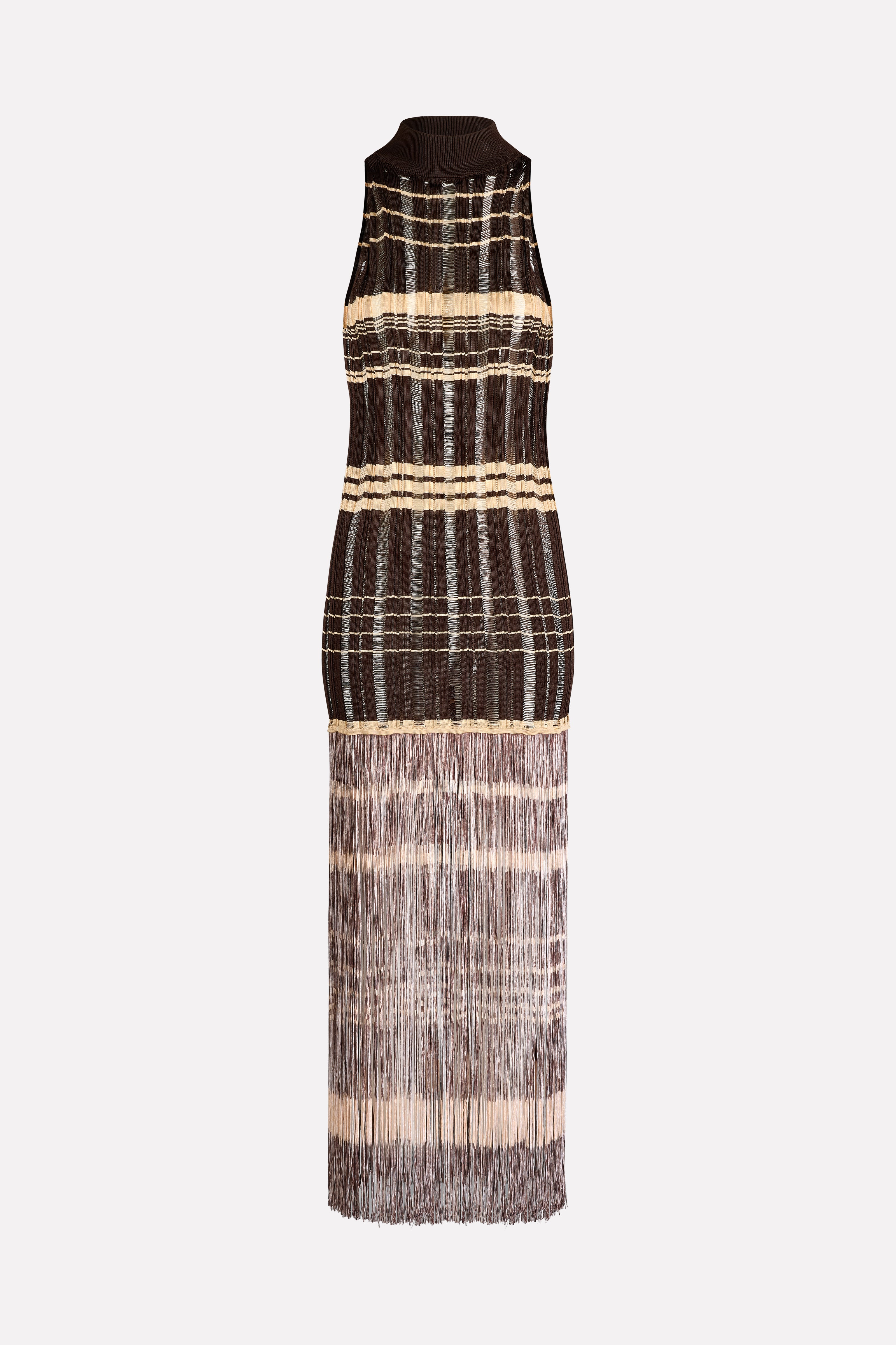 HALTER DRESS WITH FRINGES