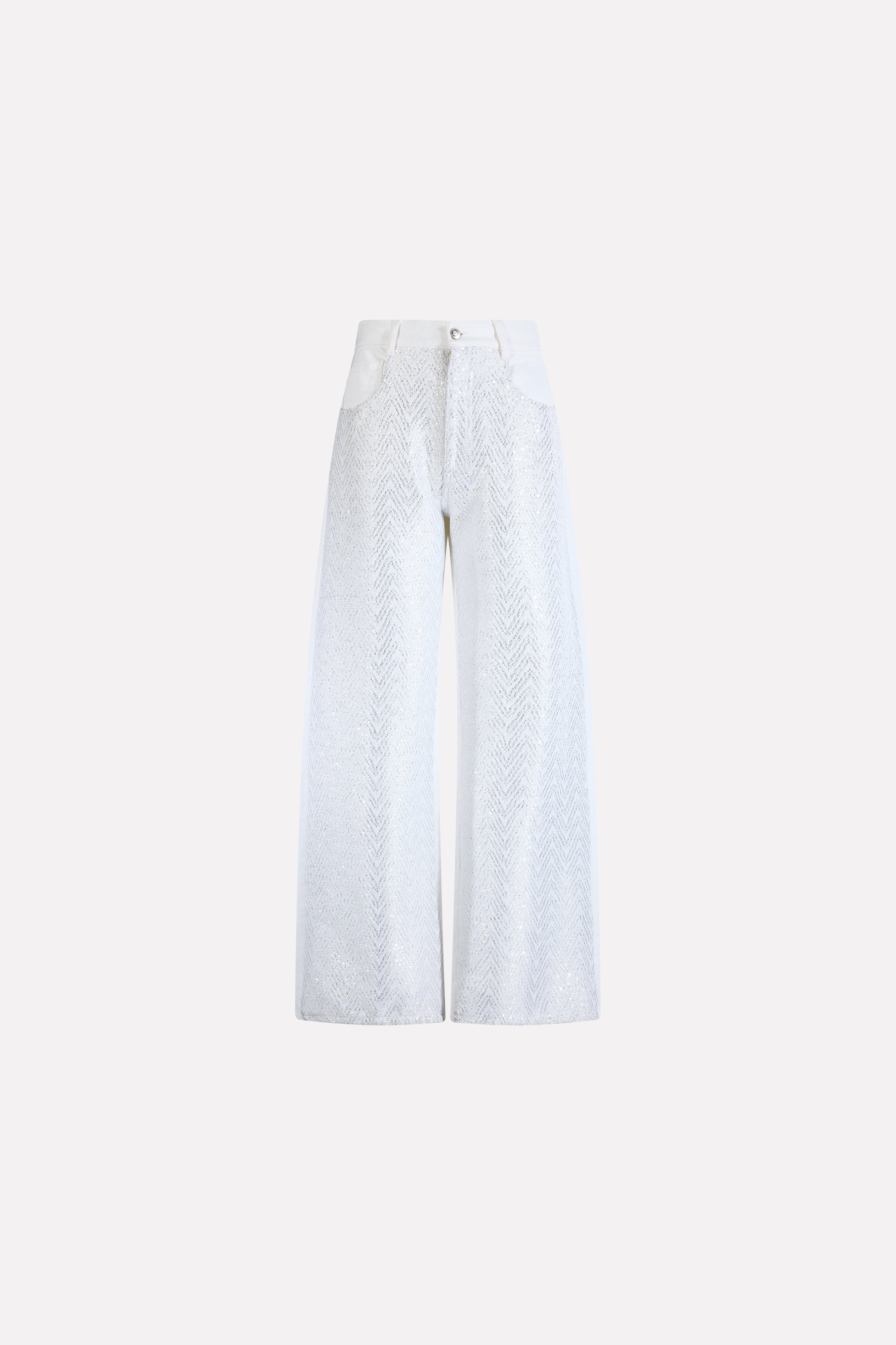 FIVE POCKET SEQUIN JERSEY JEANS