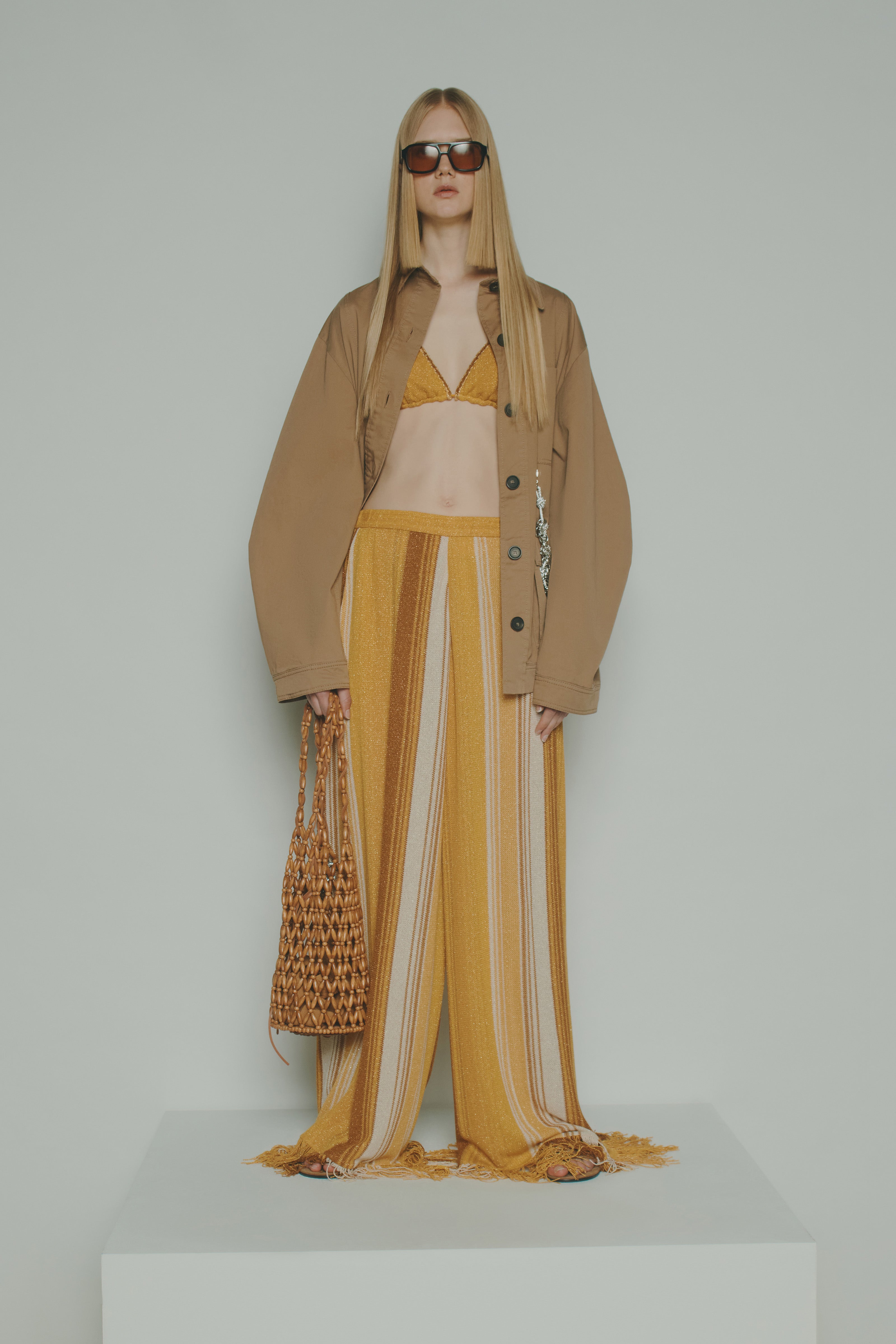 LAMÉ FABRIC TROUSERS