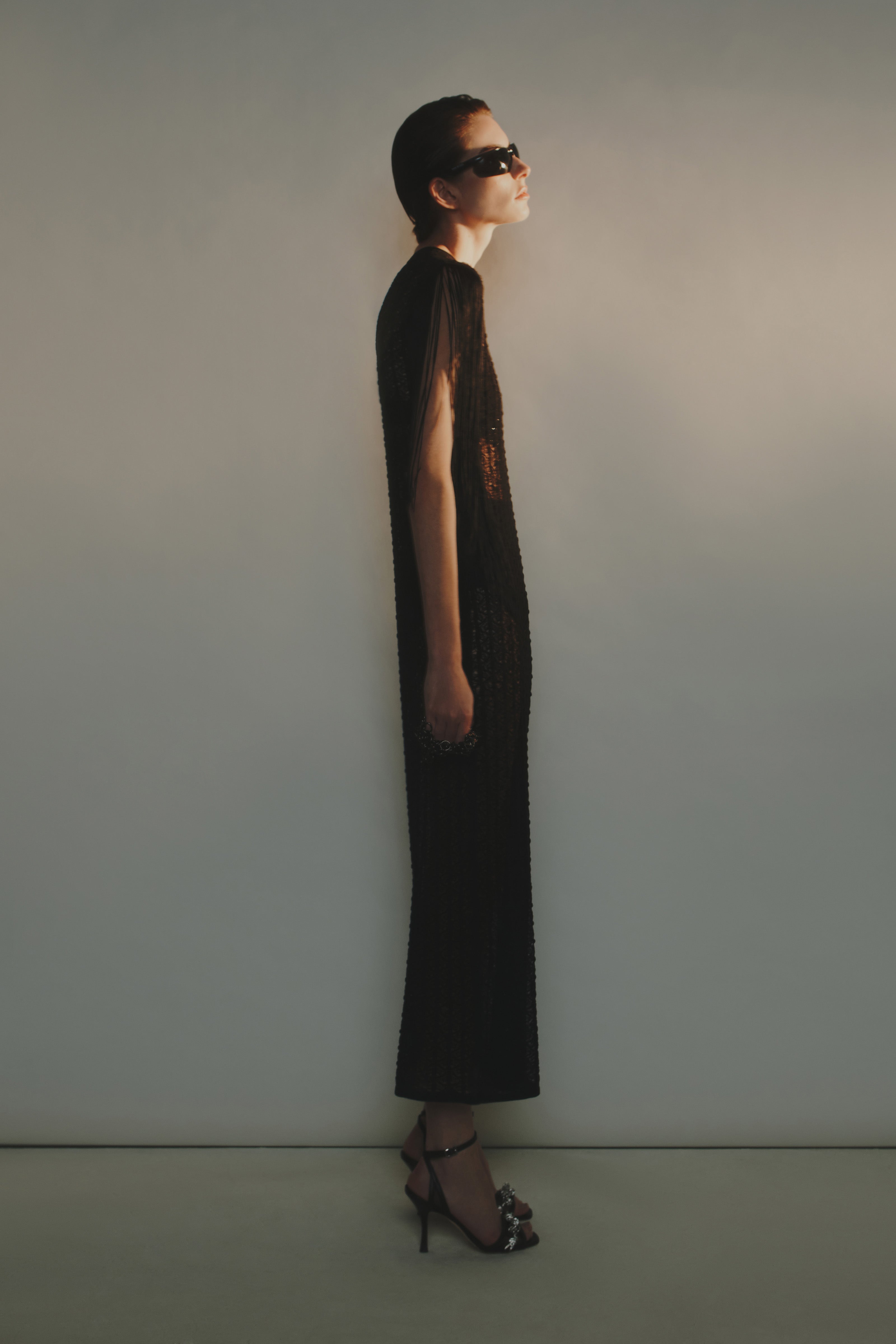 LACE-KNIT VISCOSE DRESS