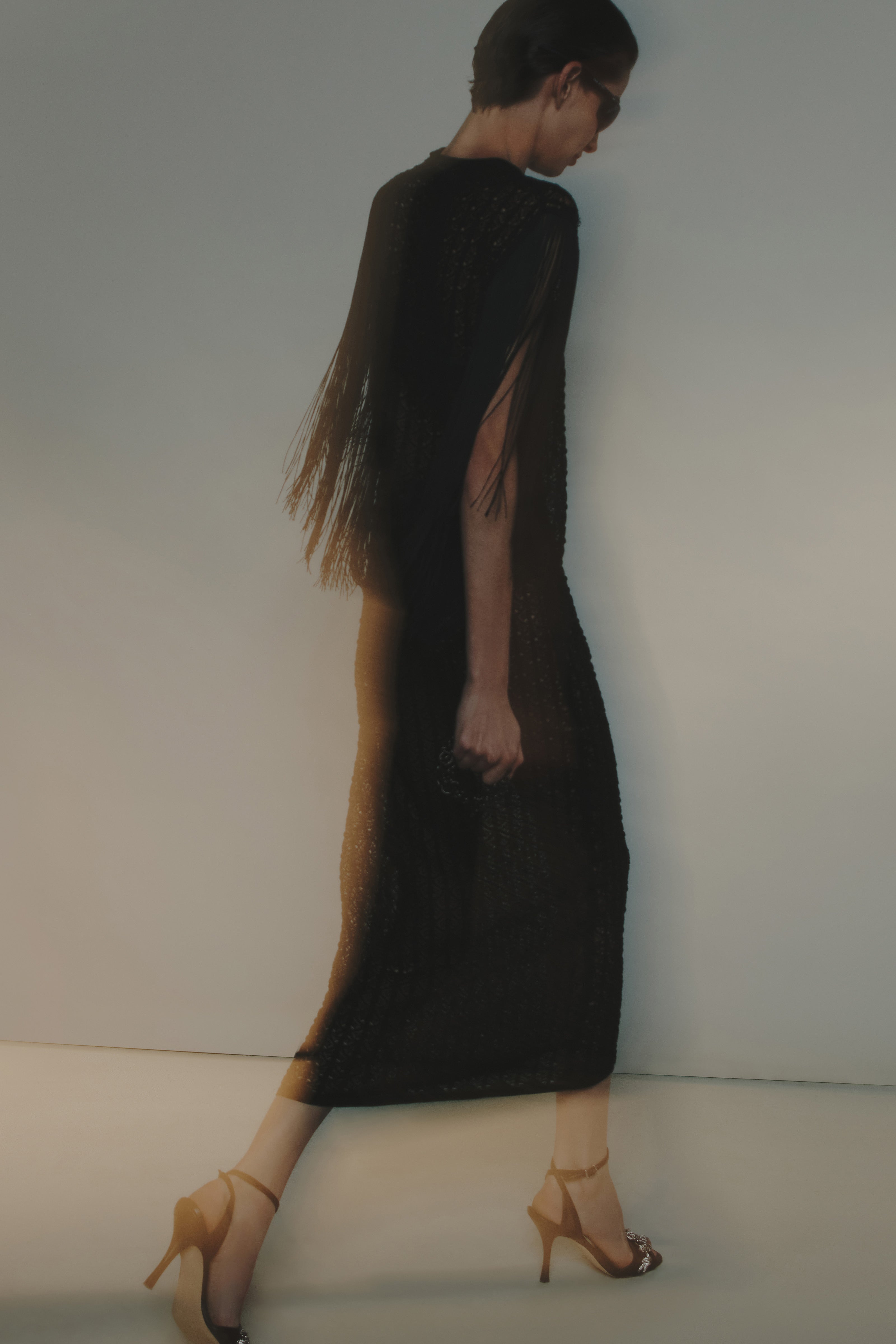 LACE-KNIT VISCOSE DRESS