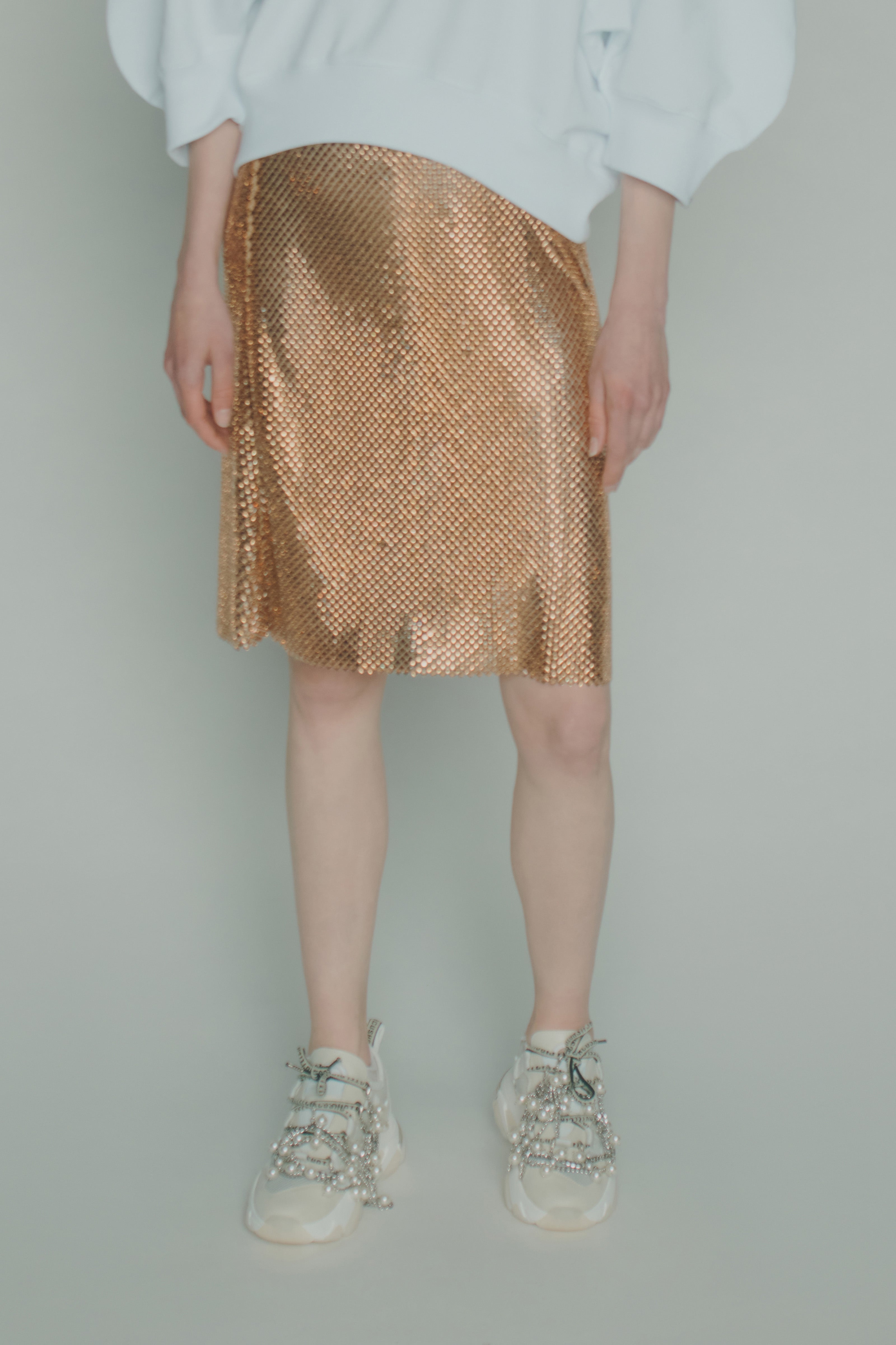 STRASS MESH MIDI SKIRT