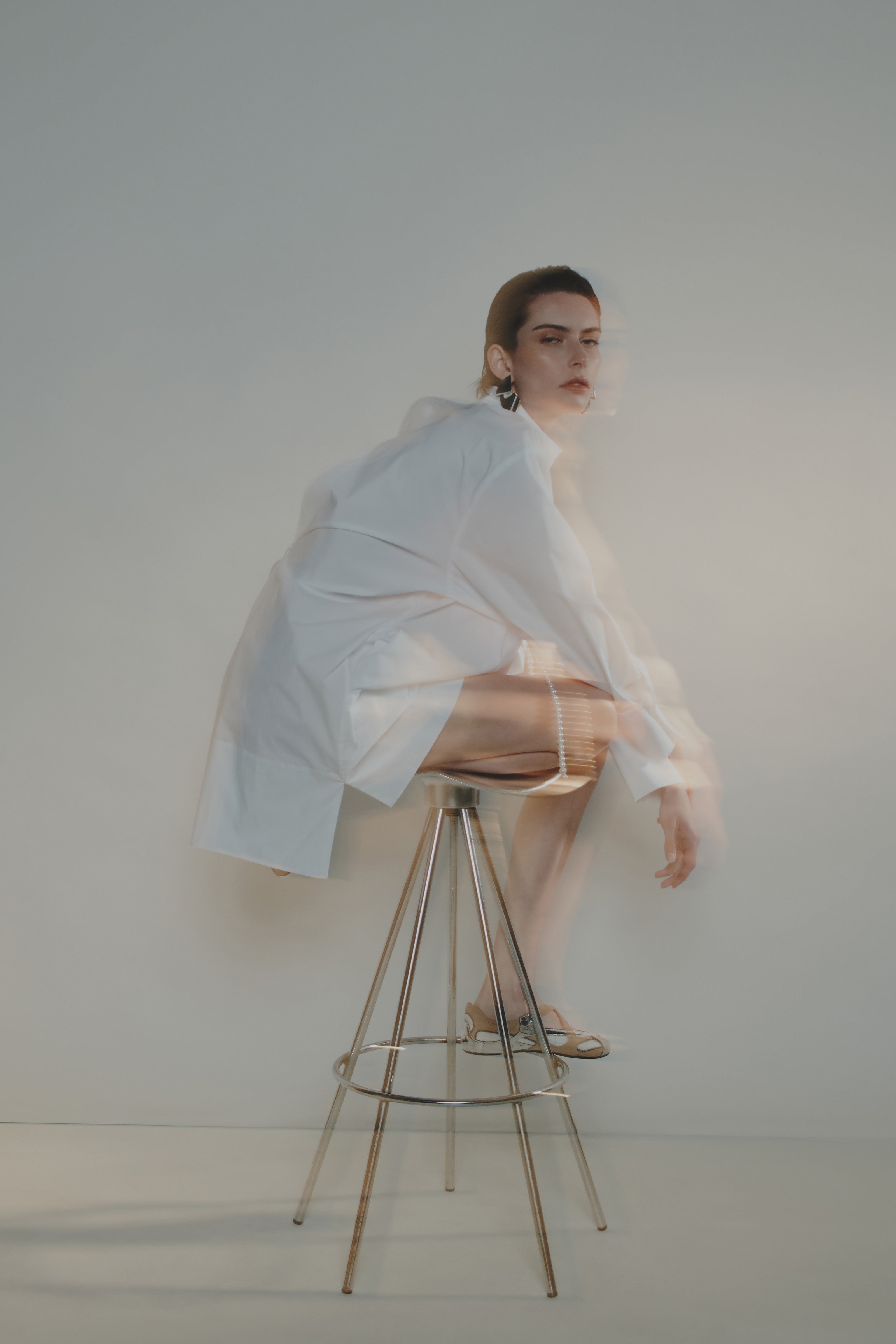 POPLIN SHIRT DRESS WITH PEARLS