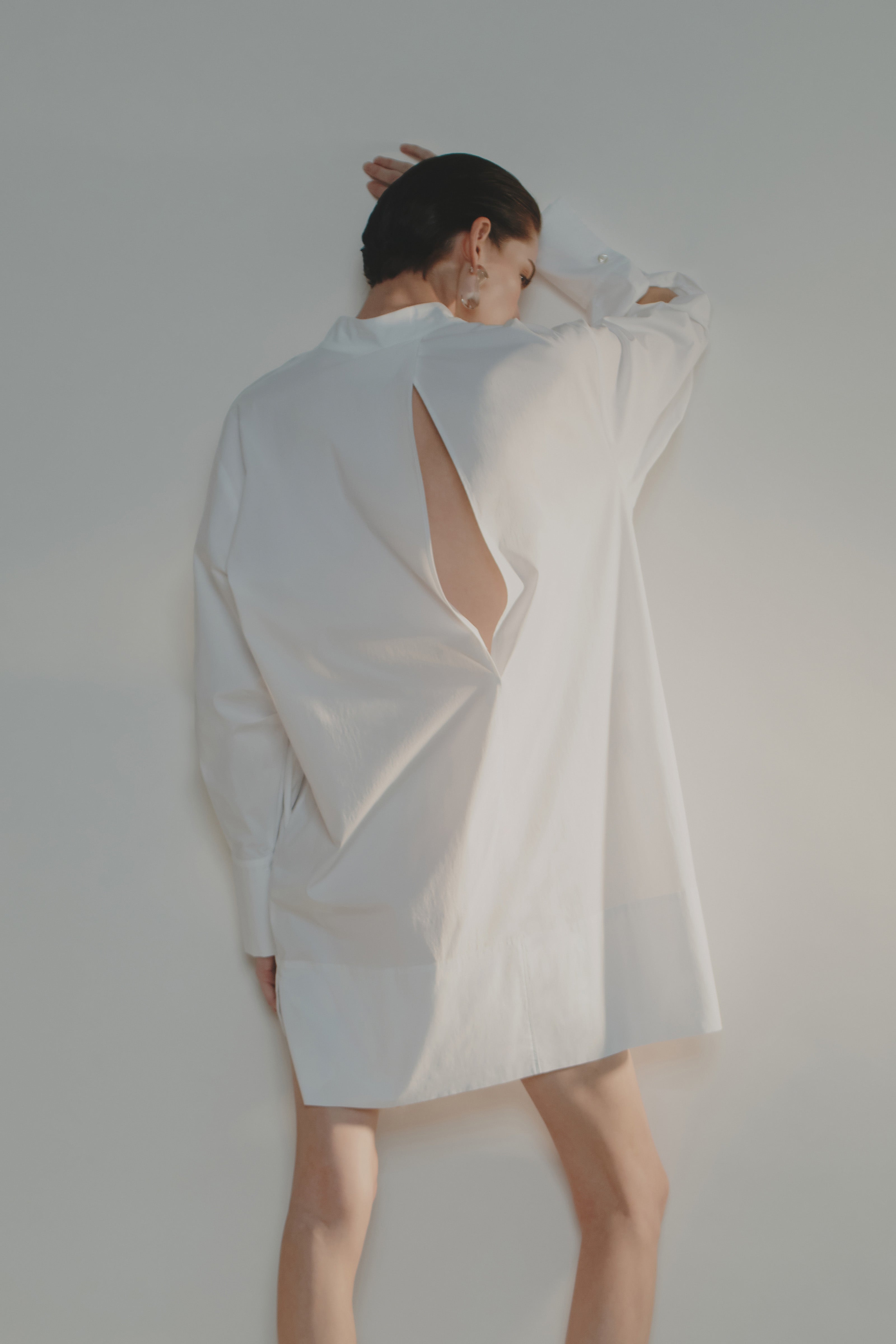 POPLIN SHIRT DRESS WITH PEARLS