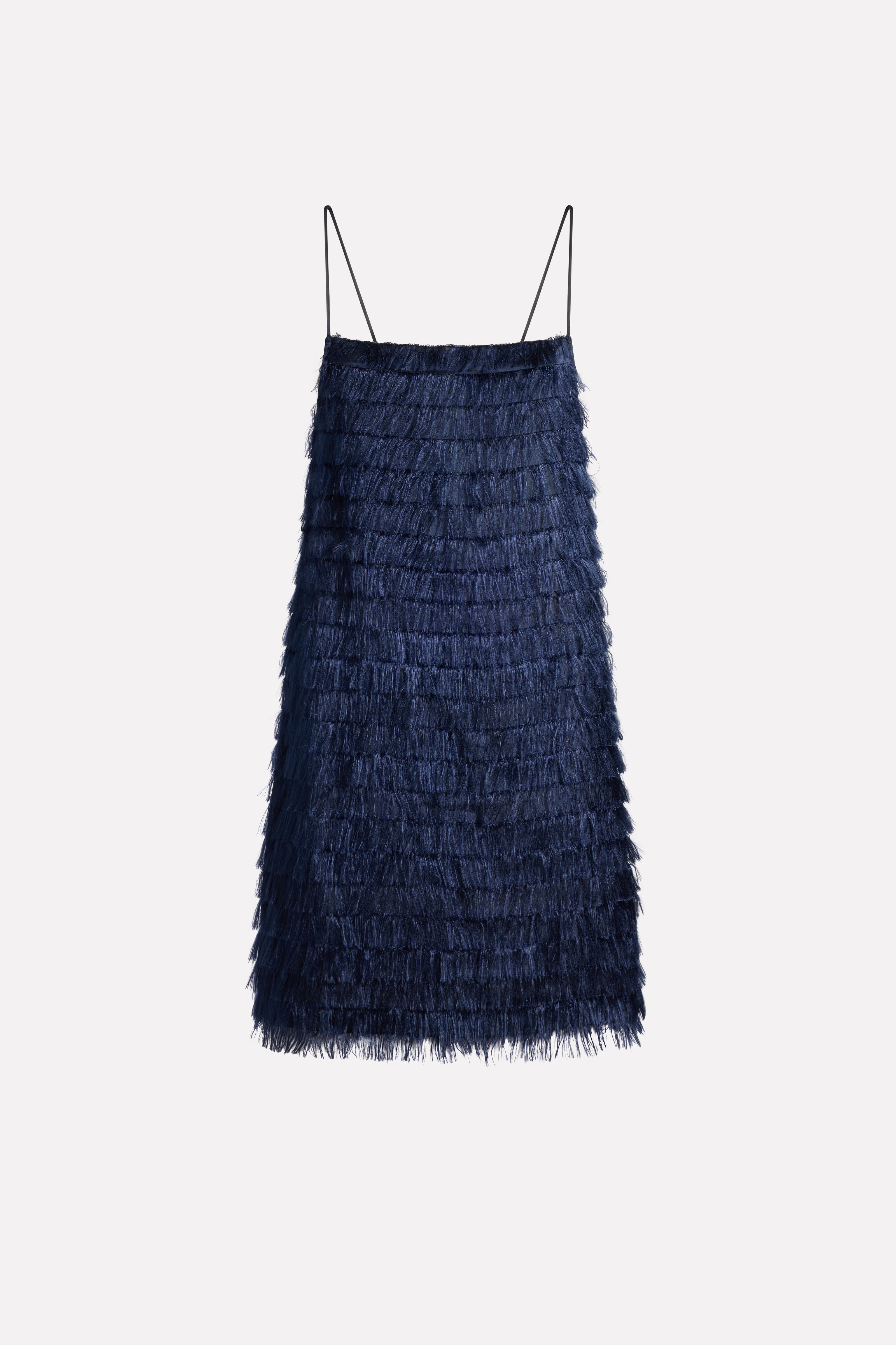 FRINGED FABRIC MINI DRESS
