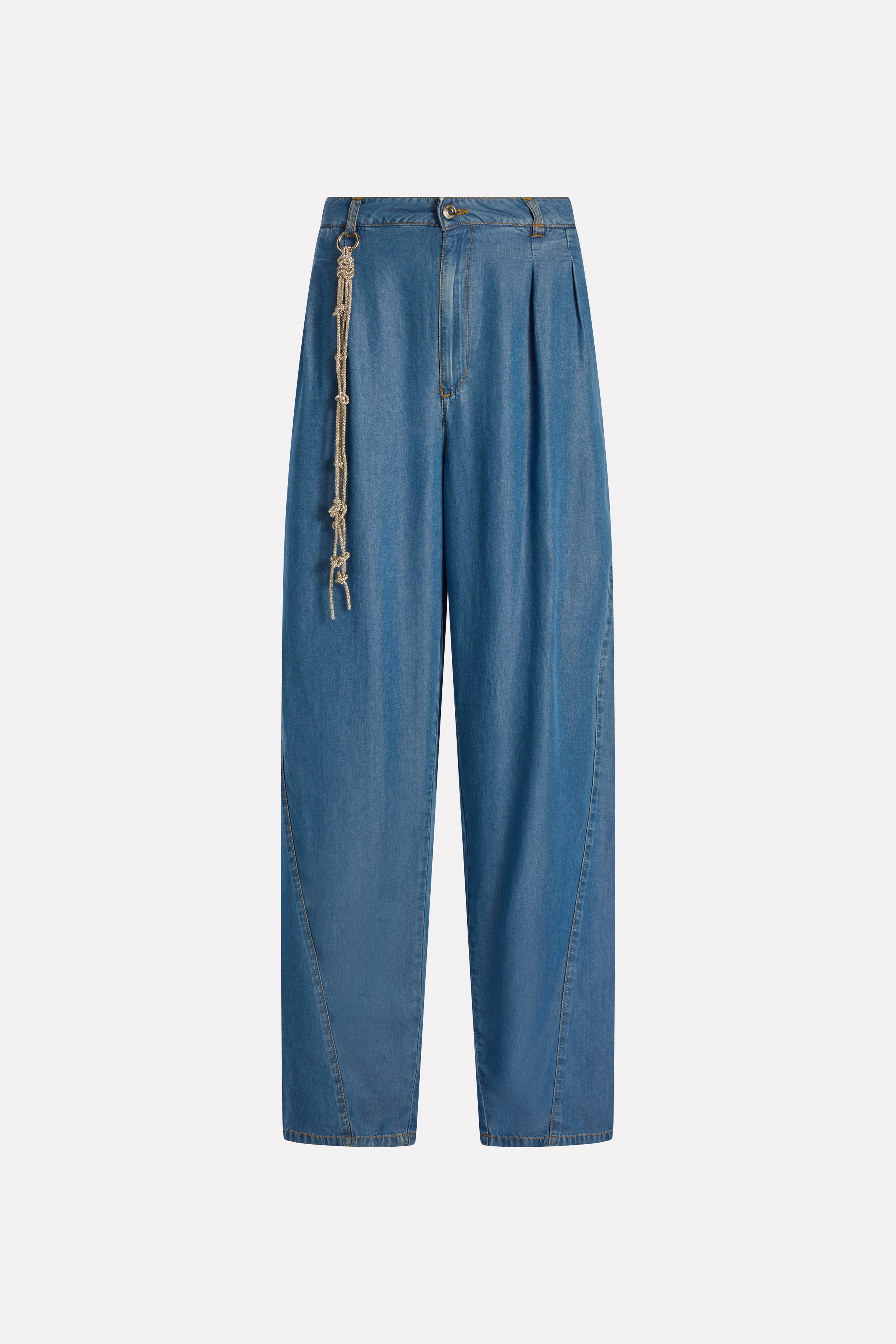 CHAMBRAY STRASS TROUSERS