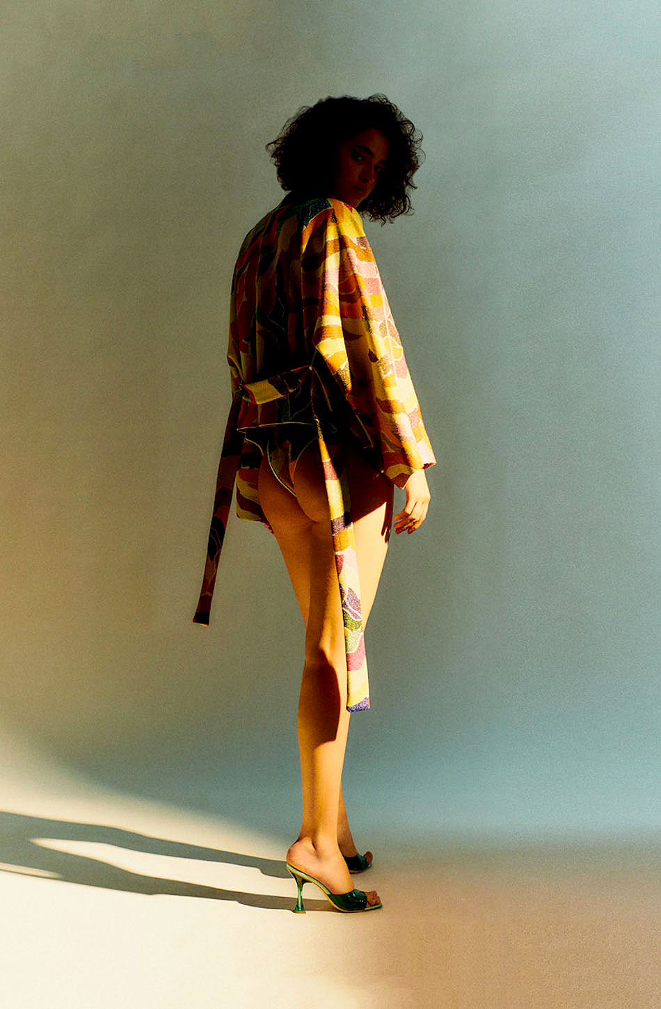 lurex jacquard kimono