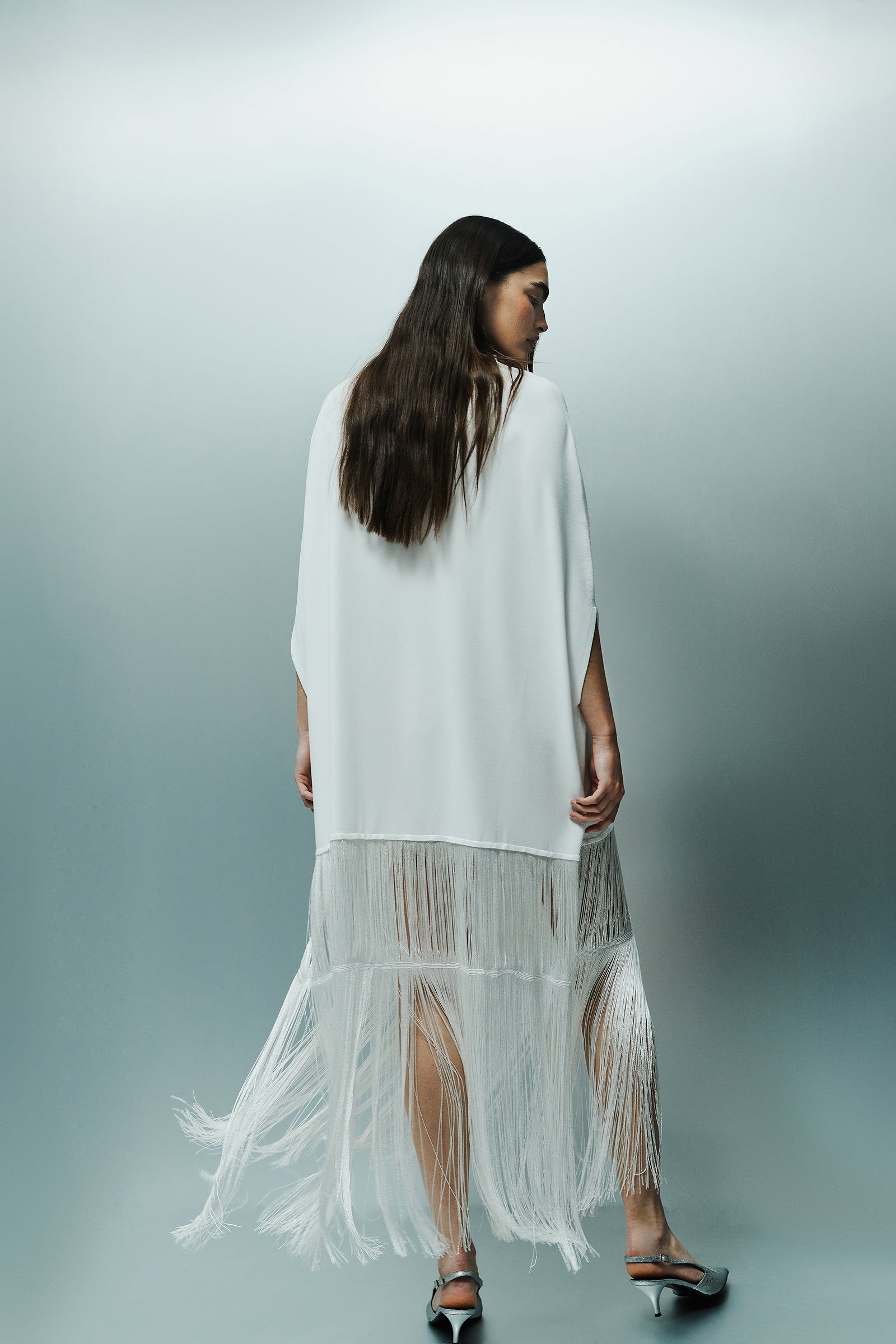 FRINGED KIMONO DRESS