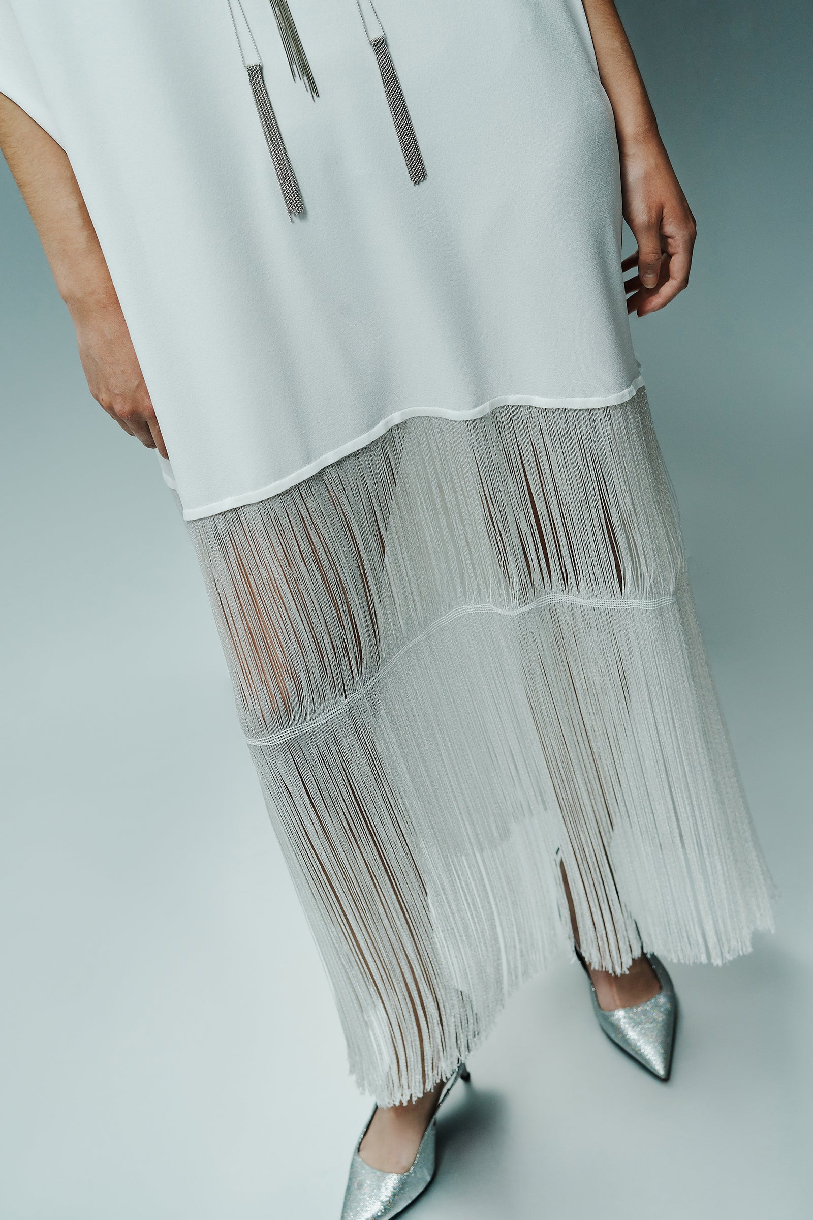 FRINGED KIMONO DRESS