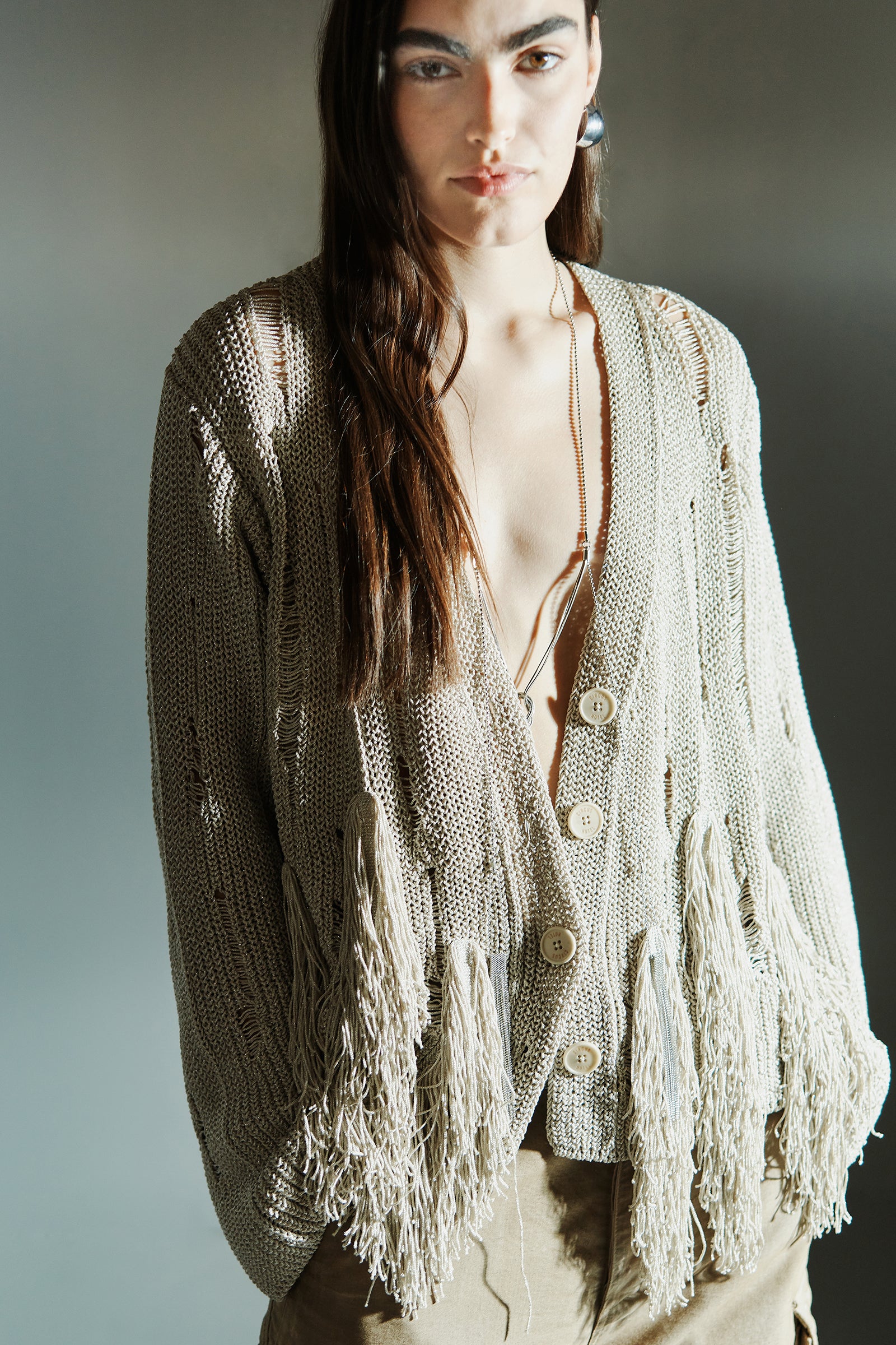 LAMÃ FRINGED CARDIGAN BOTTOM