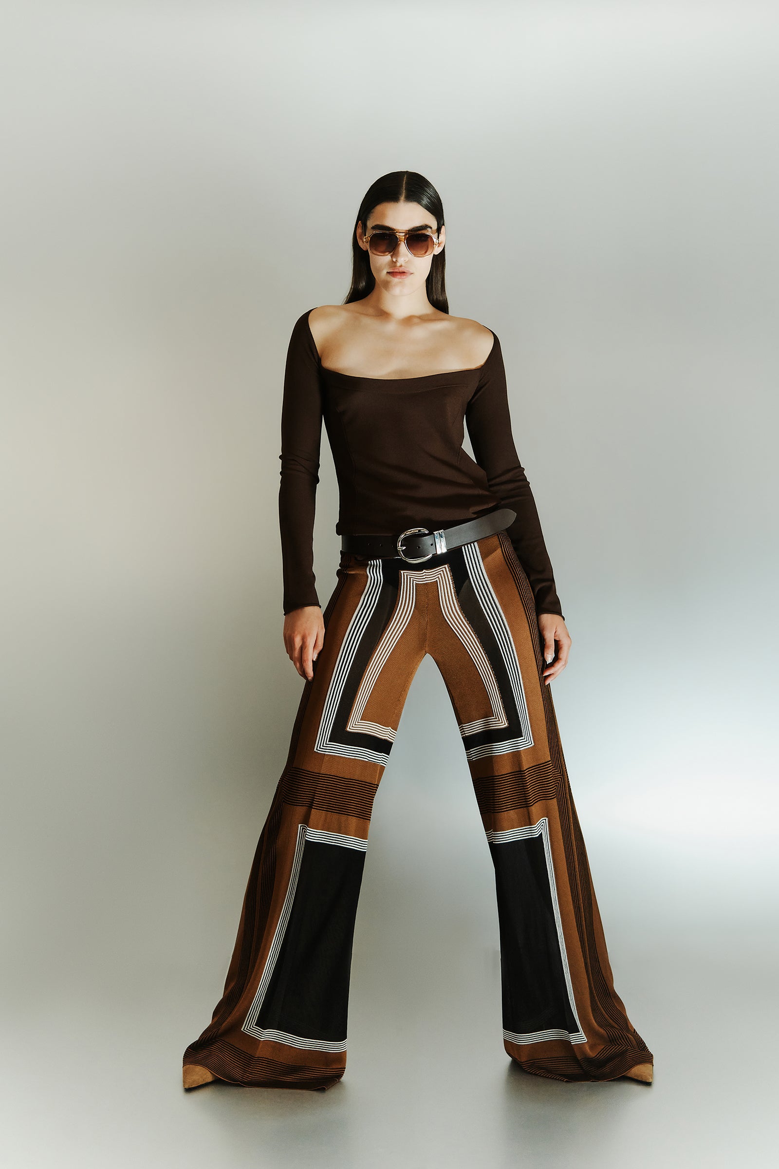 WIDE LEG INLAY TROUSERS