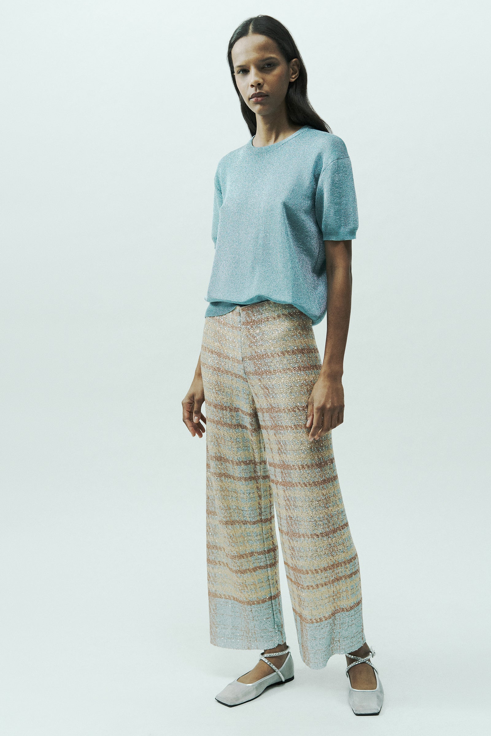 PRINTED SEQUIN TROUSERS