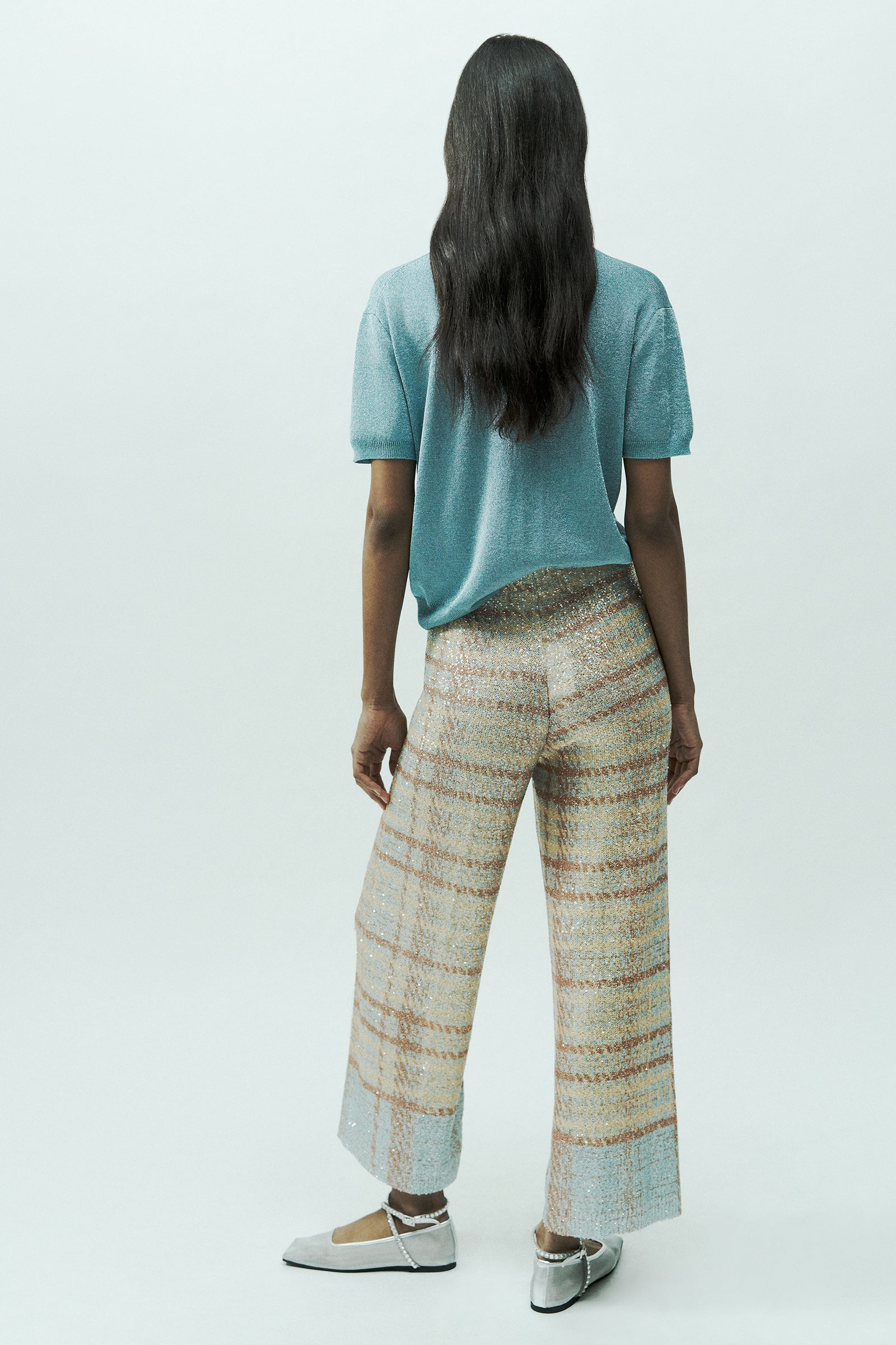 PRINTED SEQUIN TROUSERS