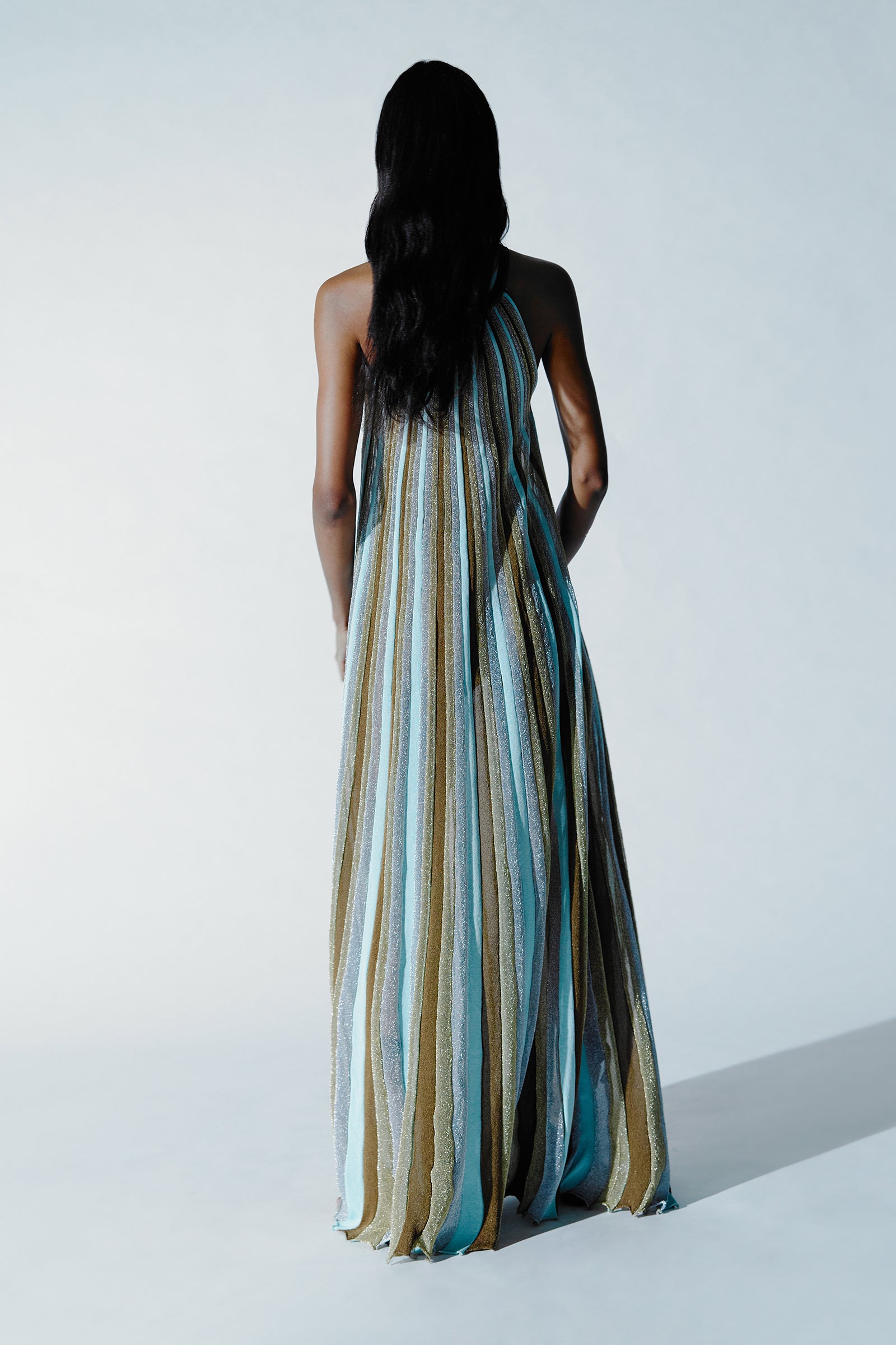 INTARSIA STRIPES LONG DRESS