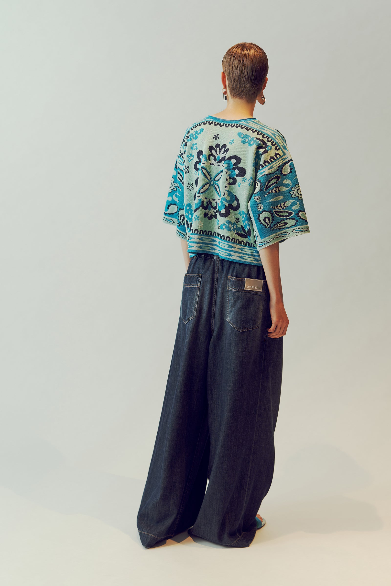 CROPPED JACQUARD T-SHIRT