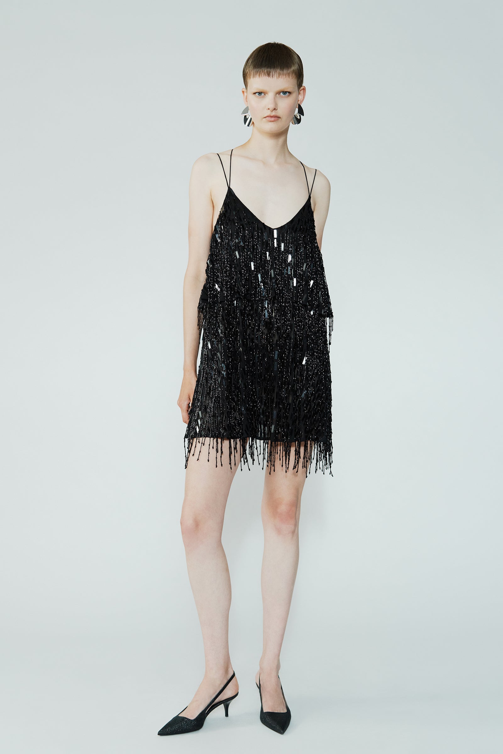 SEQUIN FLOUNCED MINI DRESS