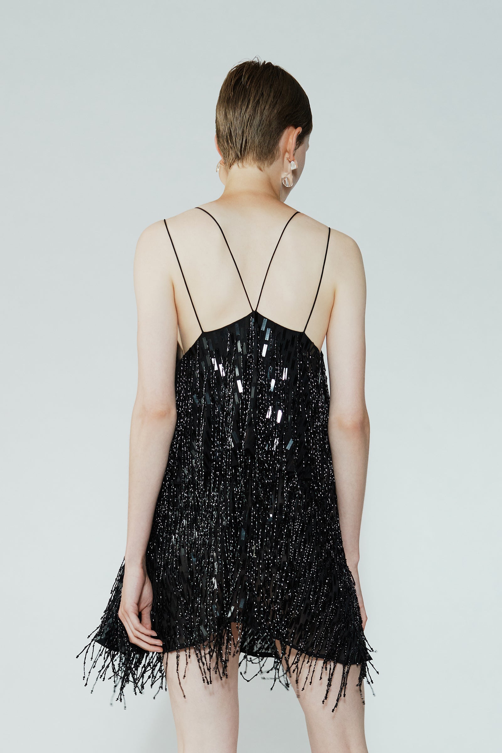 SEQUIN FLOUNCED MINI DRESS