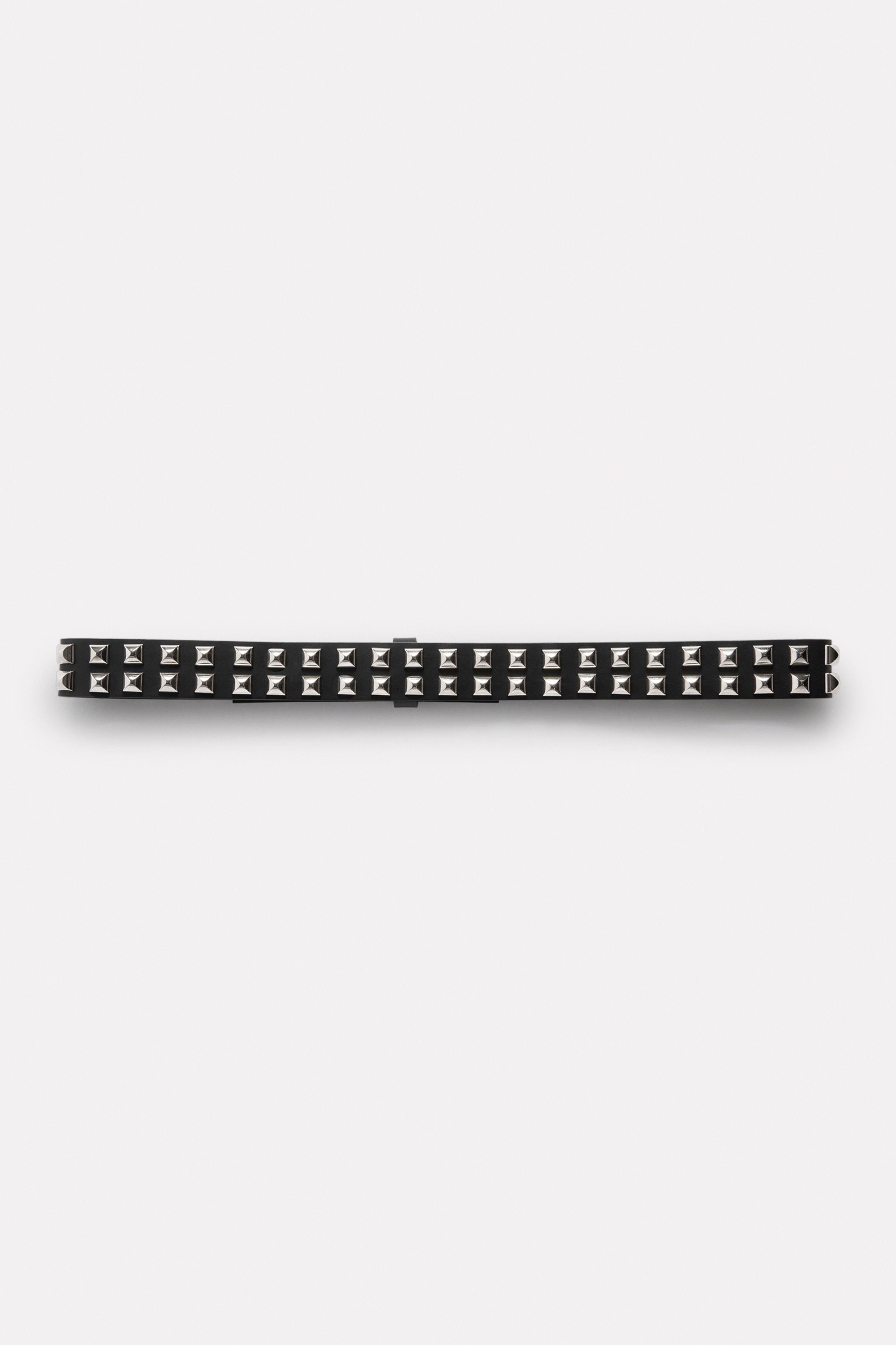 SILVER STUDDED LEATHER BELT