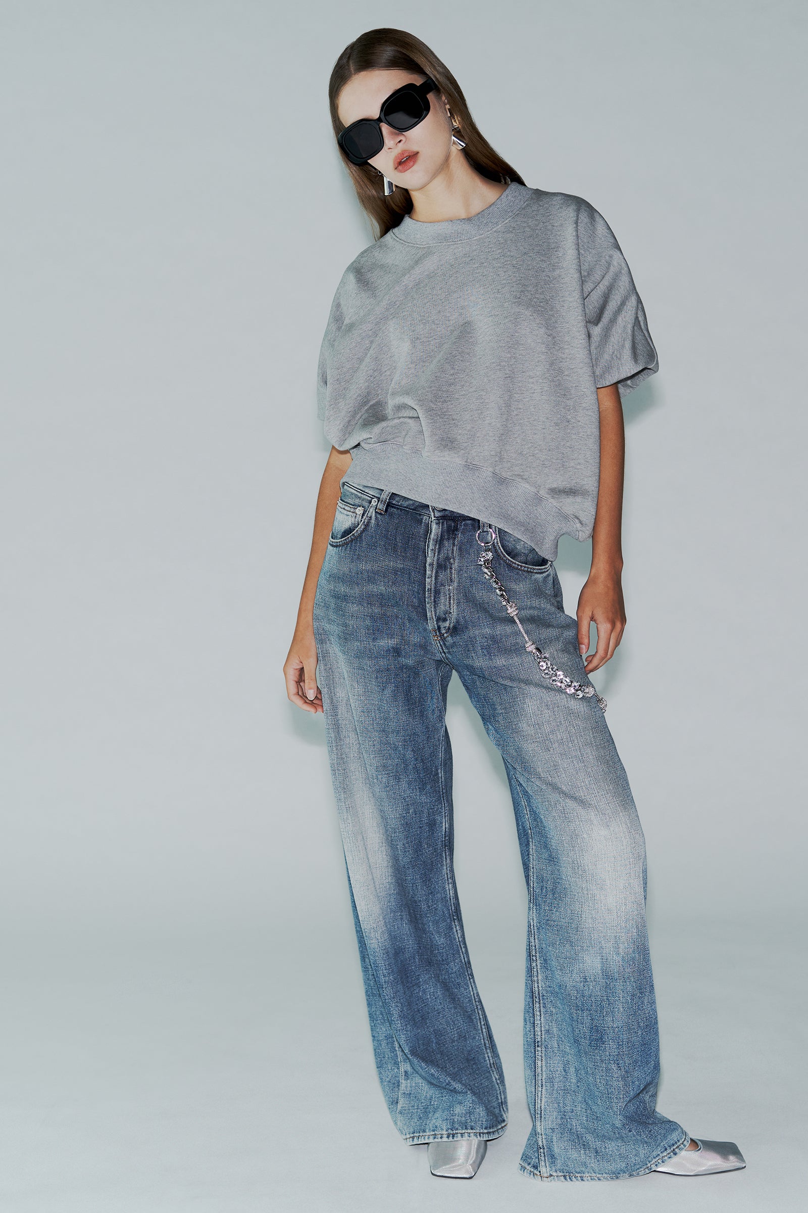 JEANS WIDE LEG CHAIN