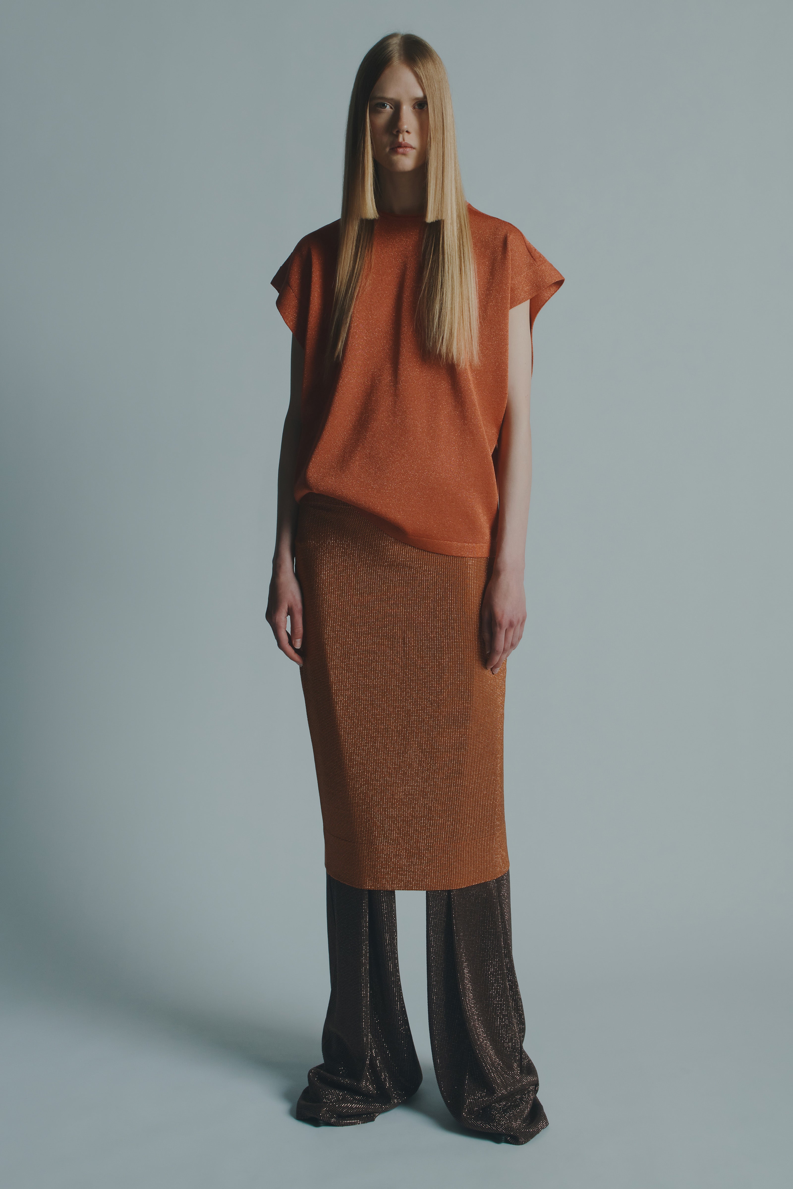 LAMÉ CREW NECK SWEATER