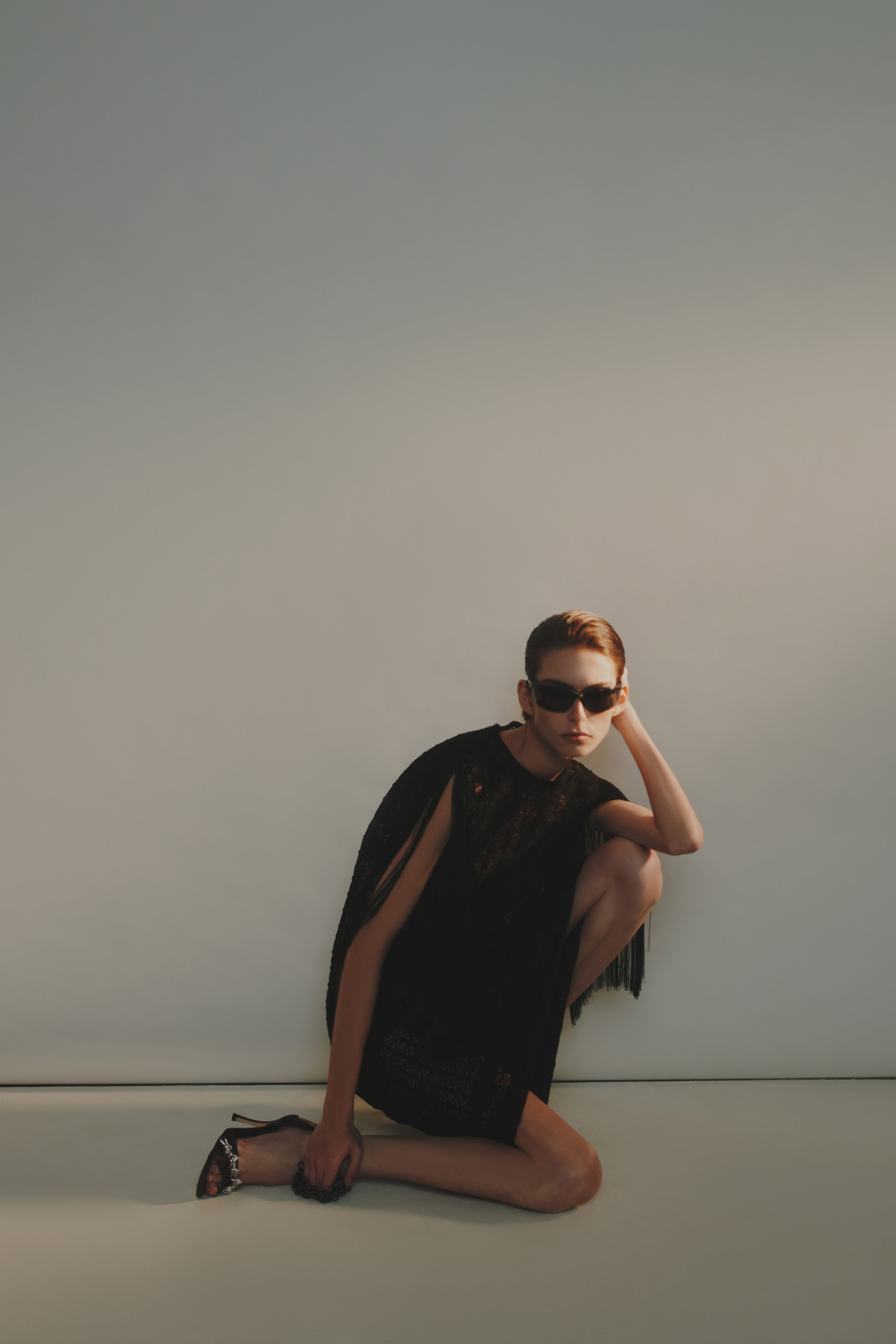 LACE-KNIT VISCOSE DRESS