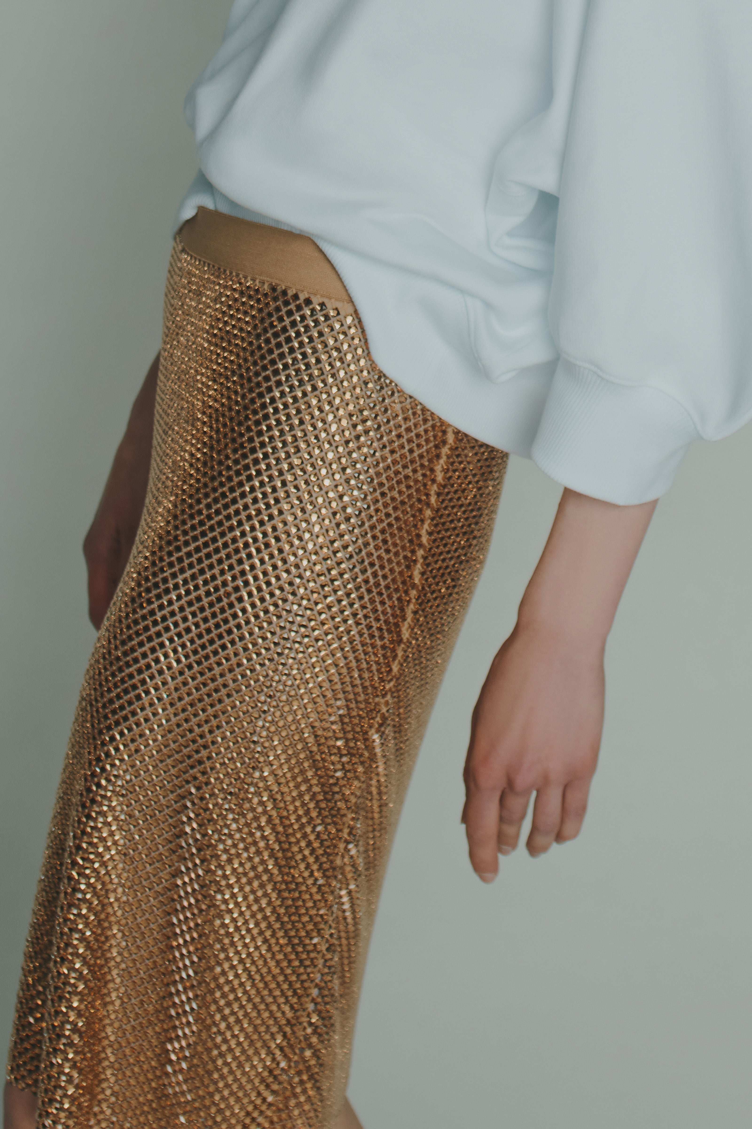 STRASS MESH MIDI SKIRT