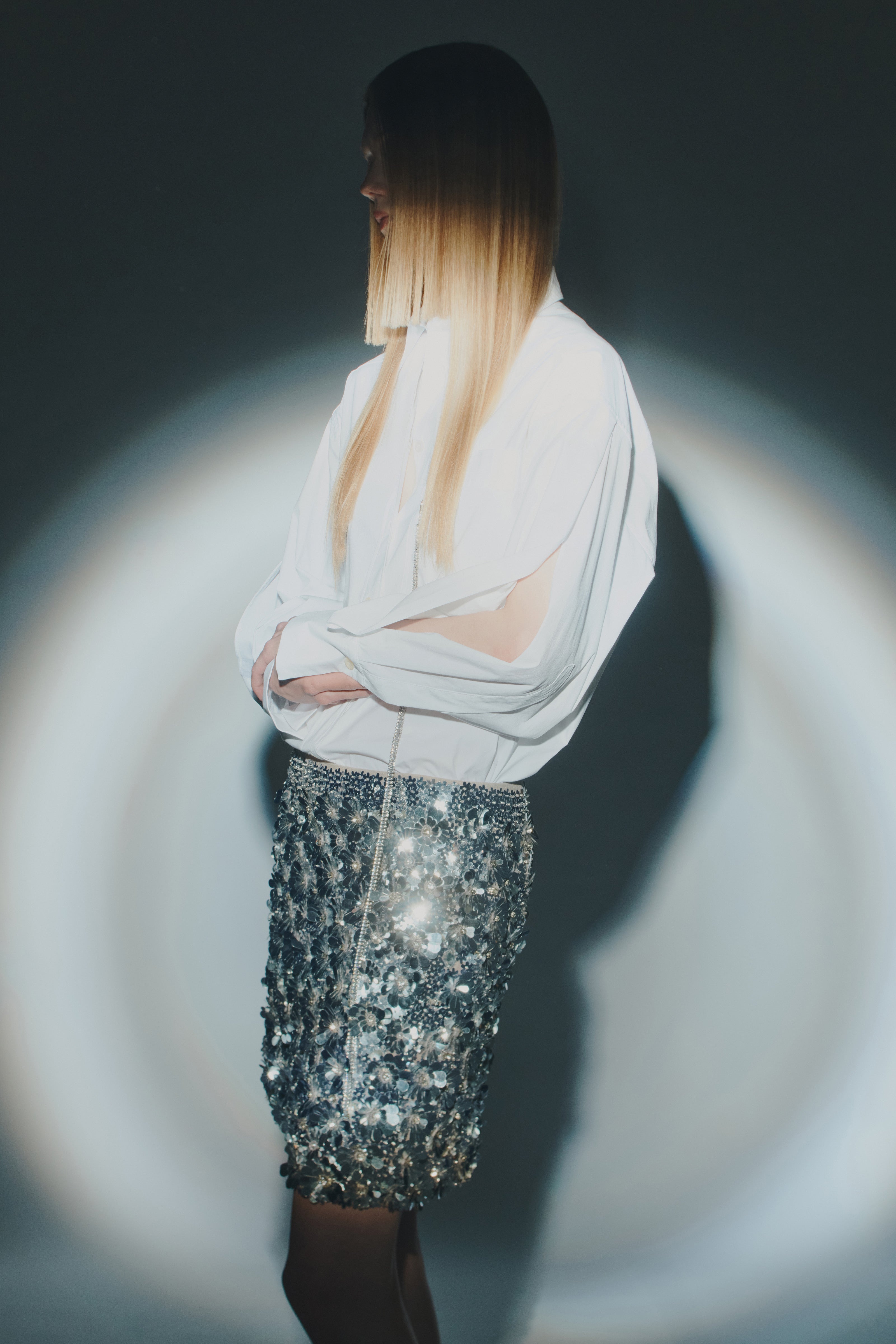 EMBROIDERED SEQUIN SKIRT