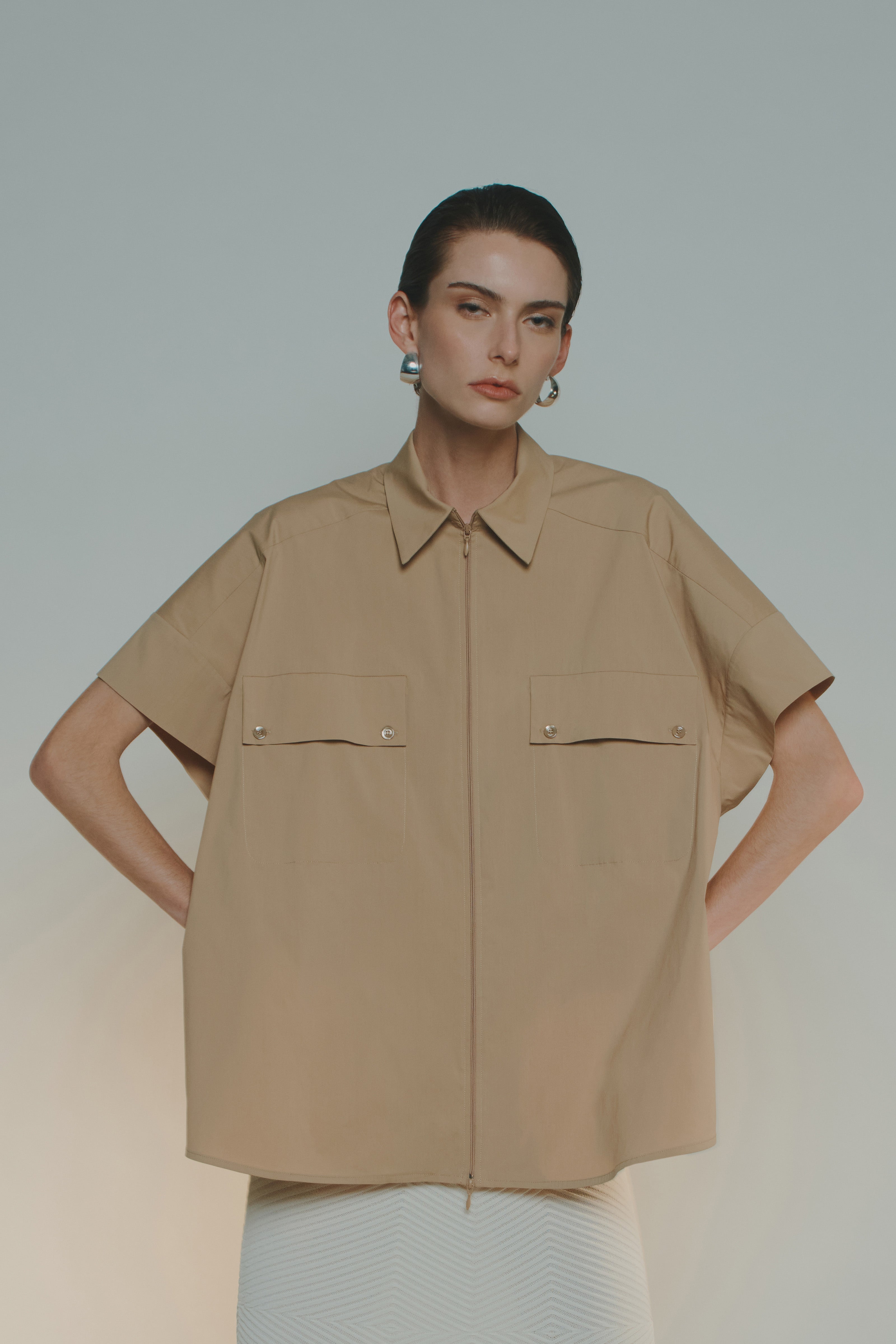 MULTI-BUTTON POPLIN SHIRT