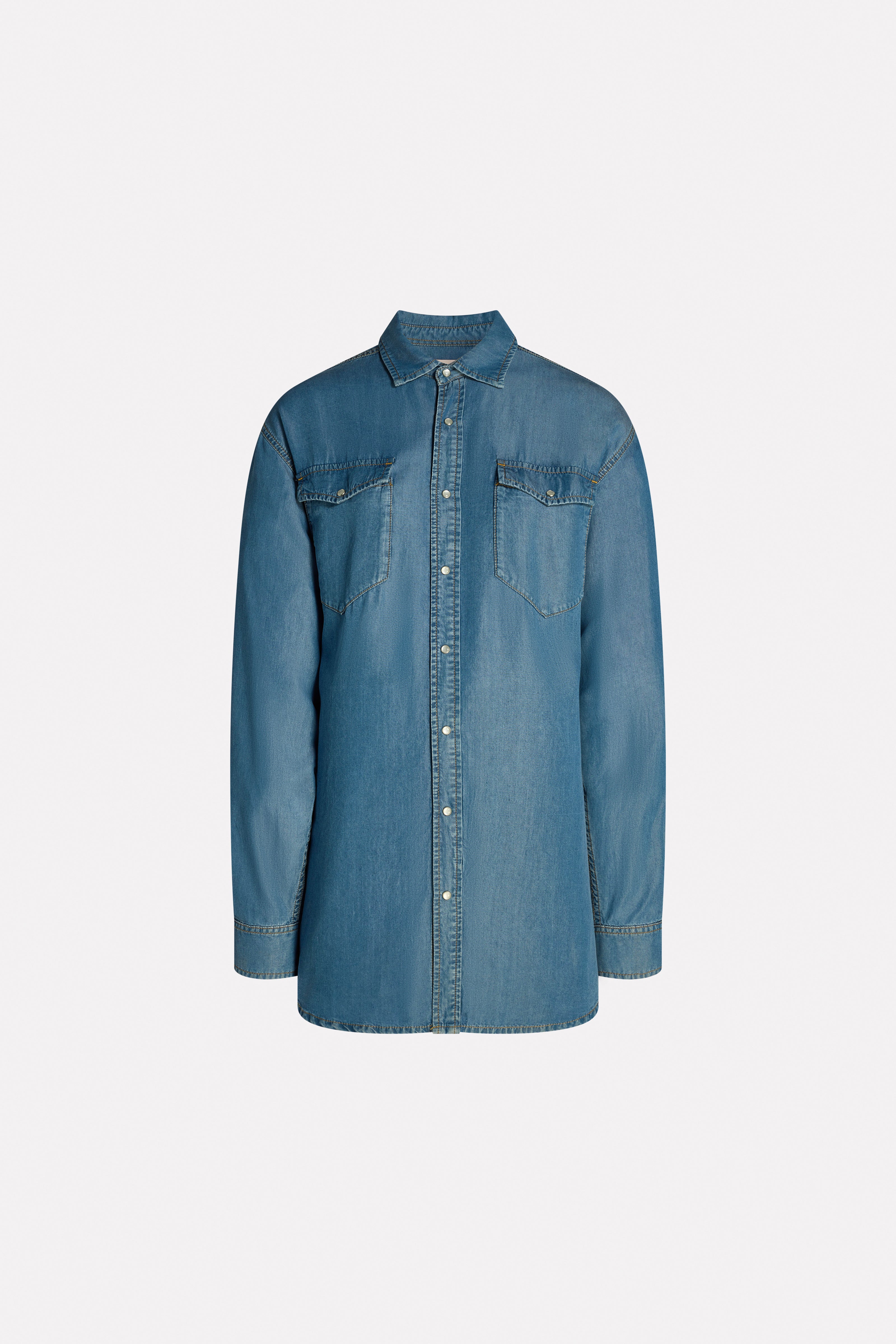 MAXI CHAMBRAY STRASS SHIRT