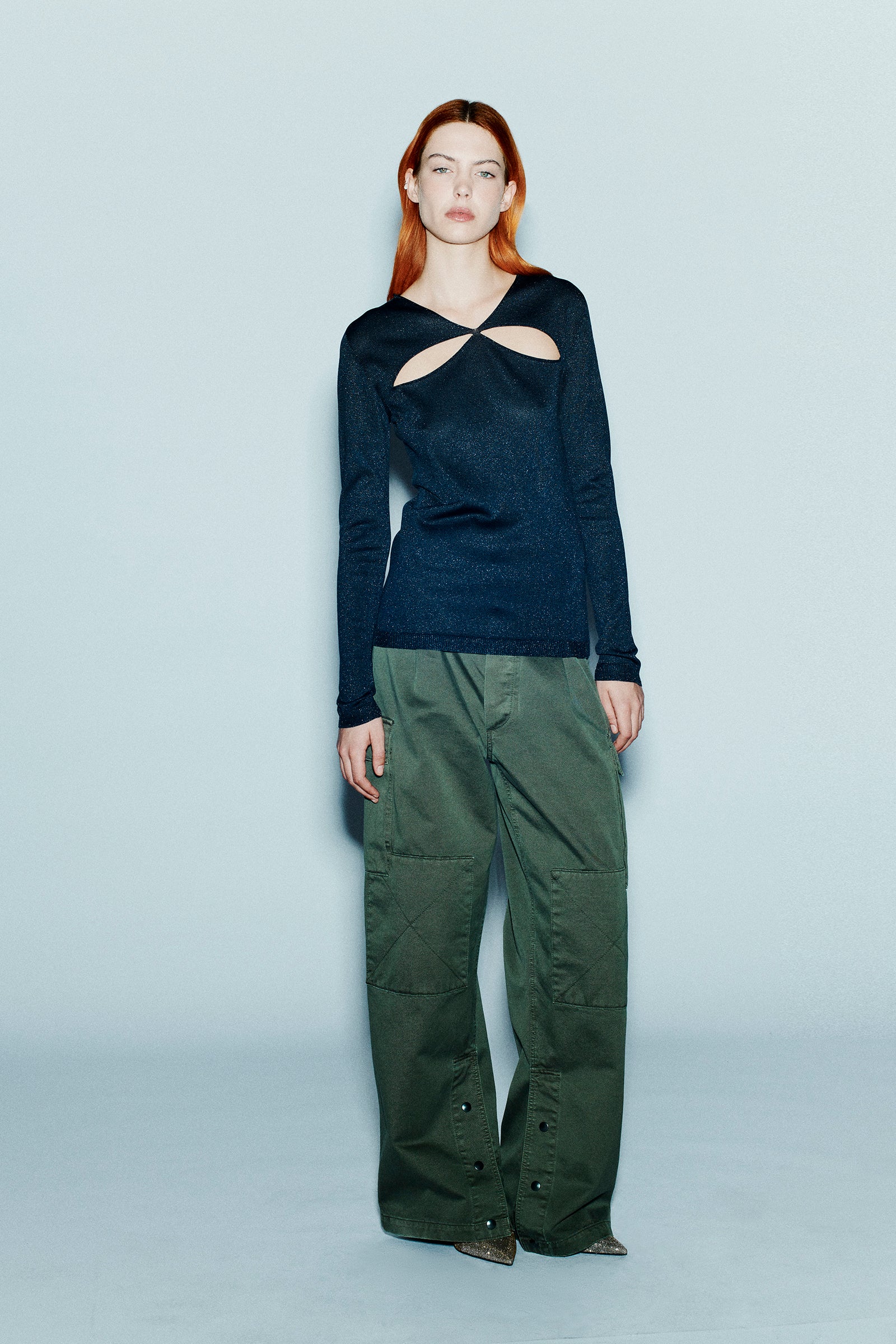 LUREX SWEATER WITH CUT-OUT DETAILS