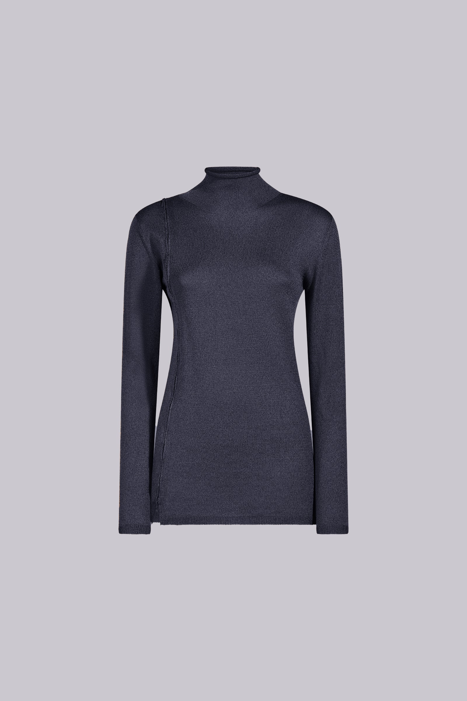 LUREX TURTLENECK SWEATER WITH ZIP FROM SHOULDER TO HIP