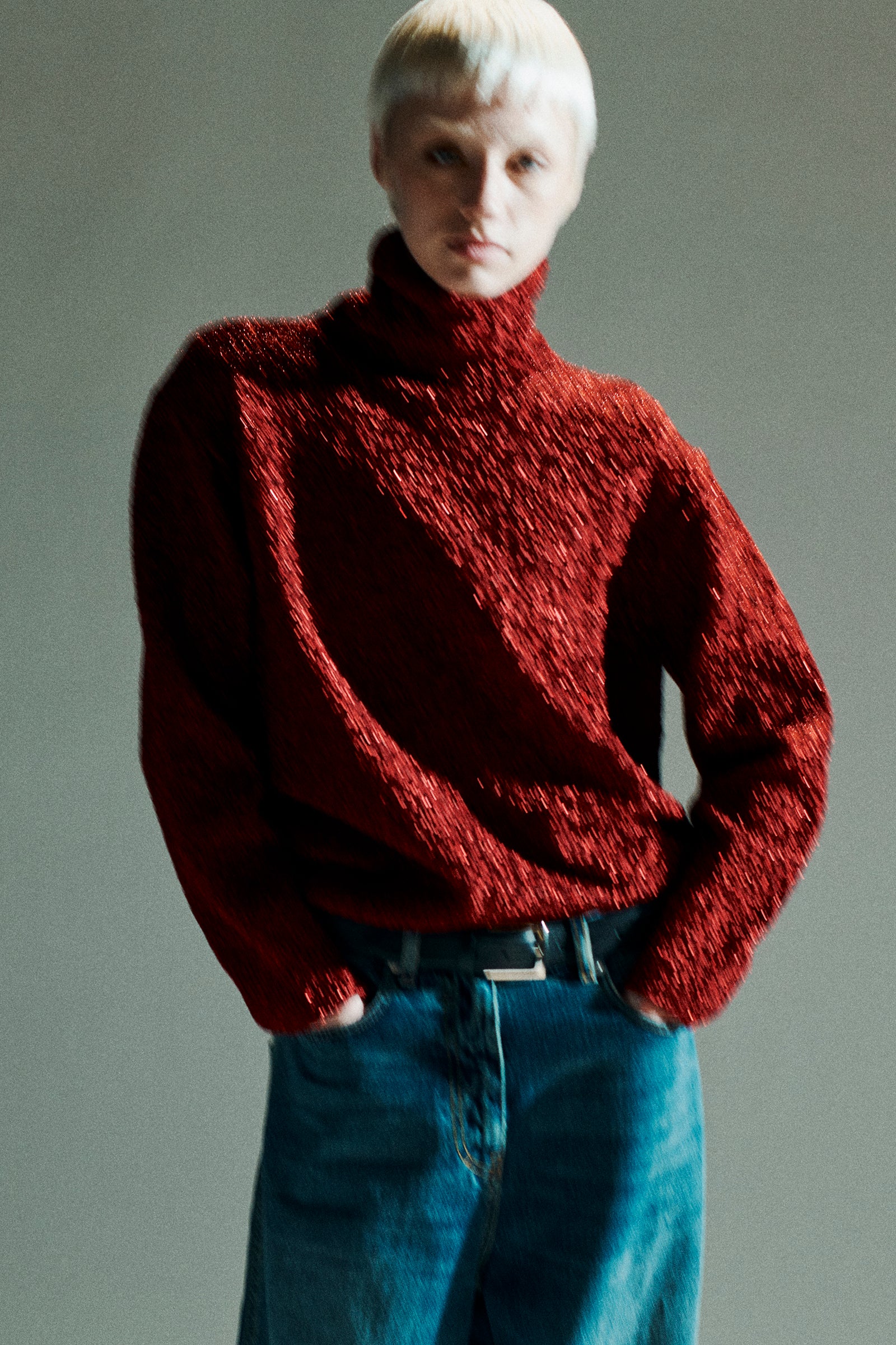 LAMÉ TURTLENECK SWEATER