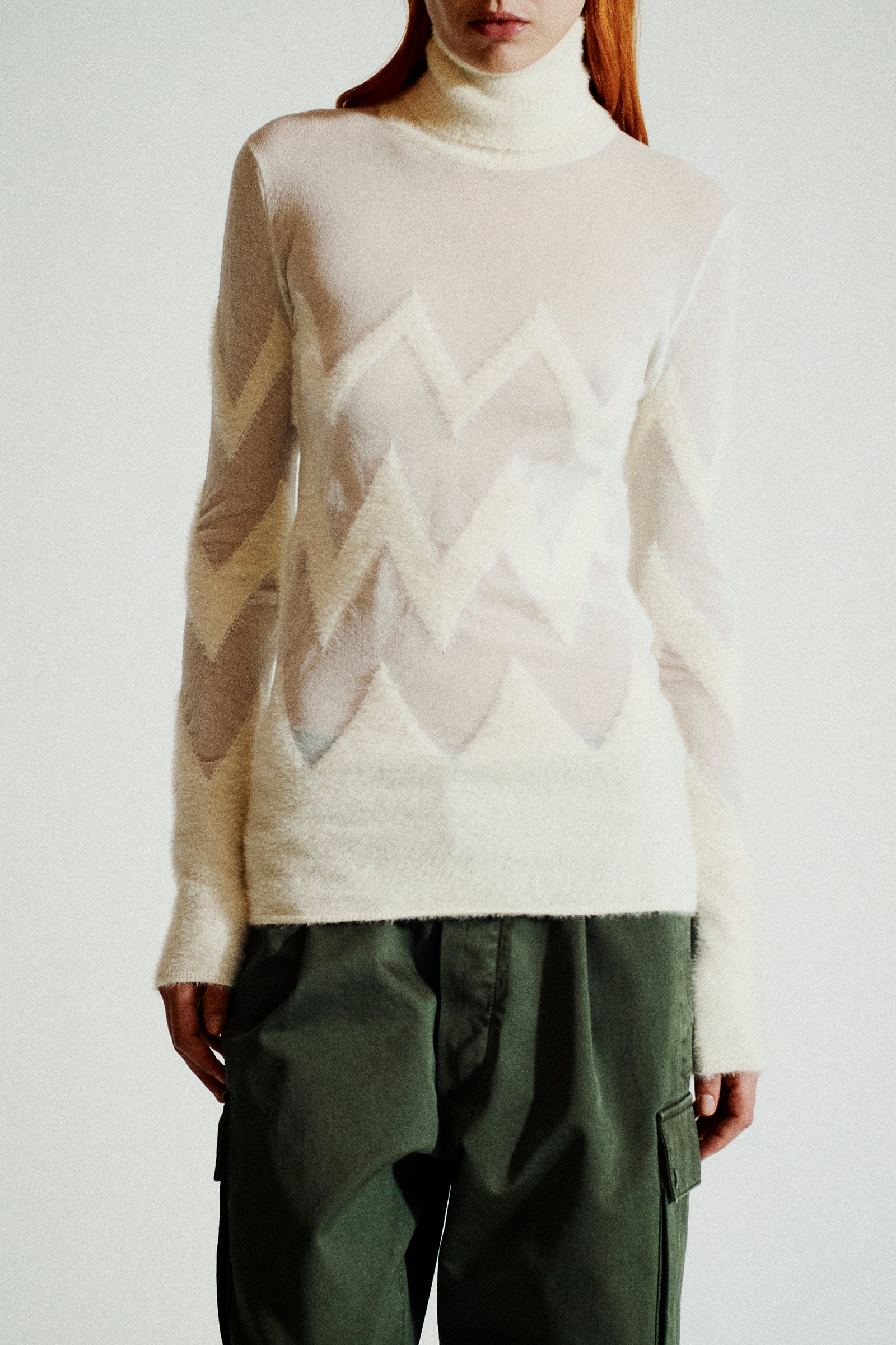 SWEATER WITH NORWEGIAN PATTERN AND TRANSPARENT DETAILS