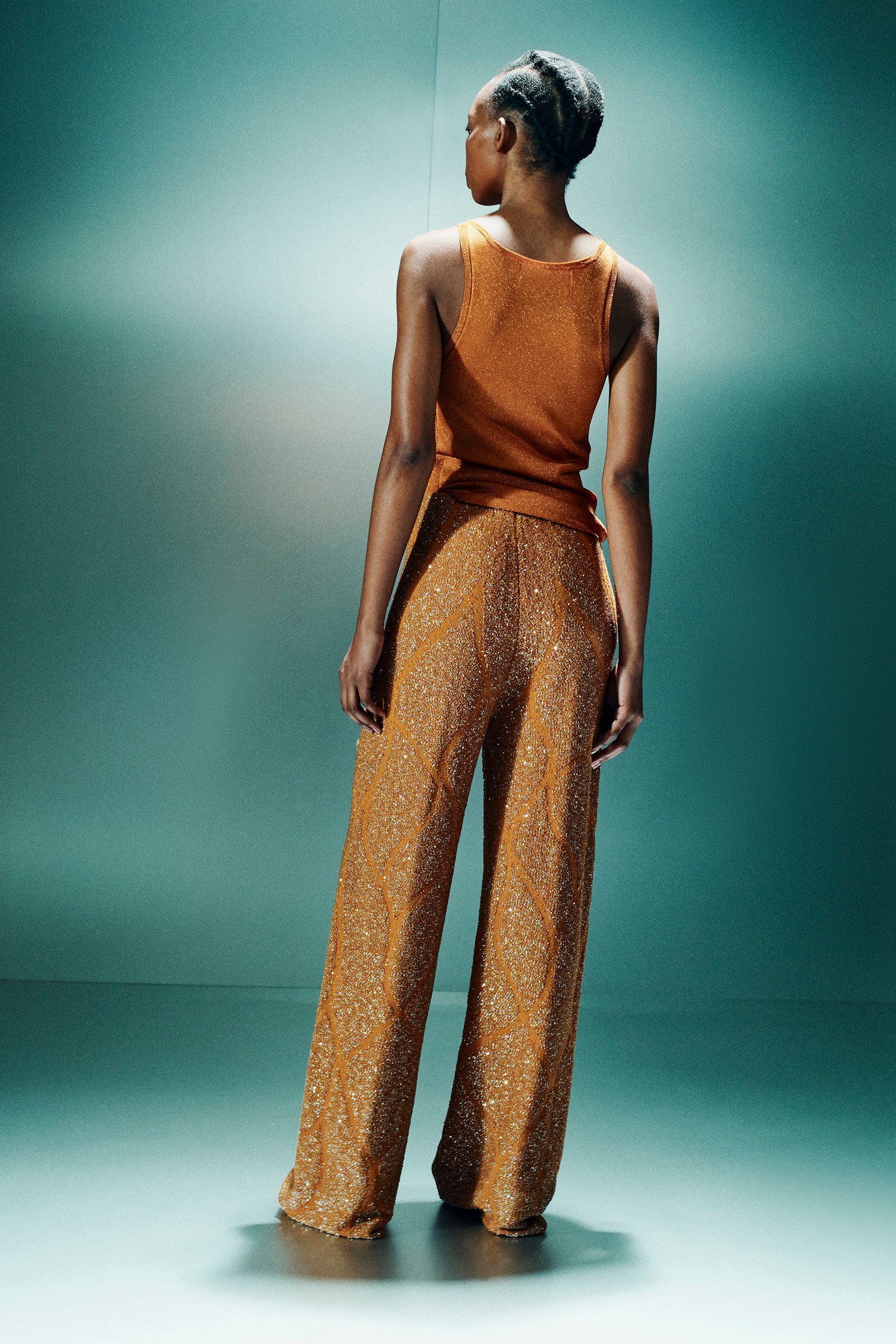 JACQUARD WIDE LEG TROUSERS WITH WAVE PATTERN