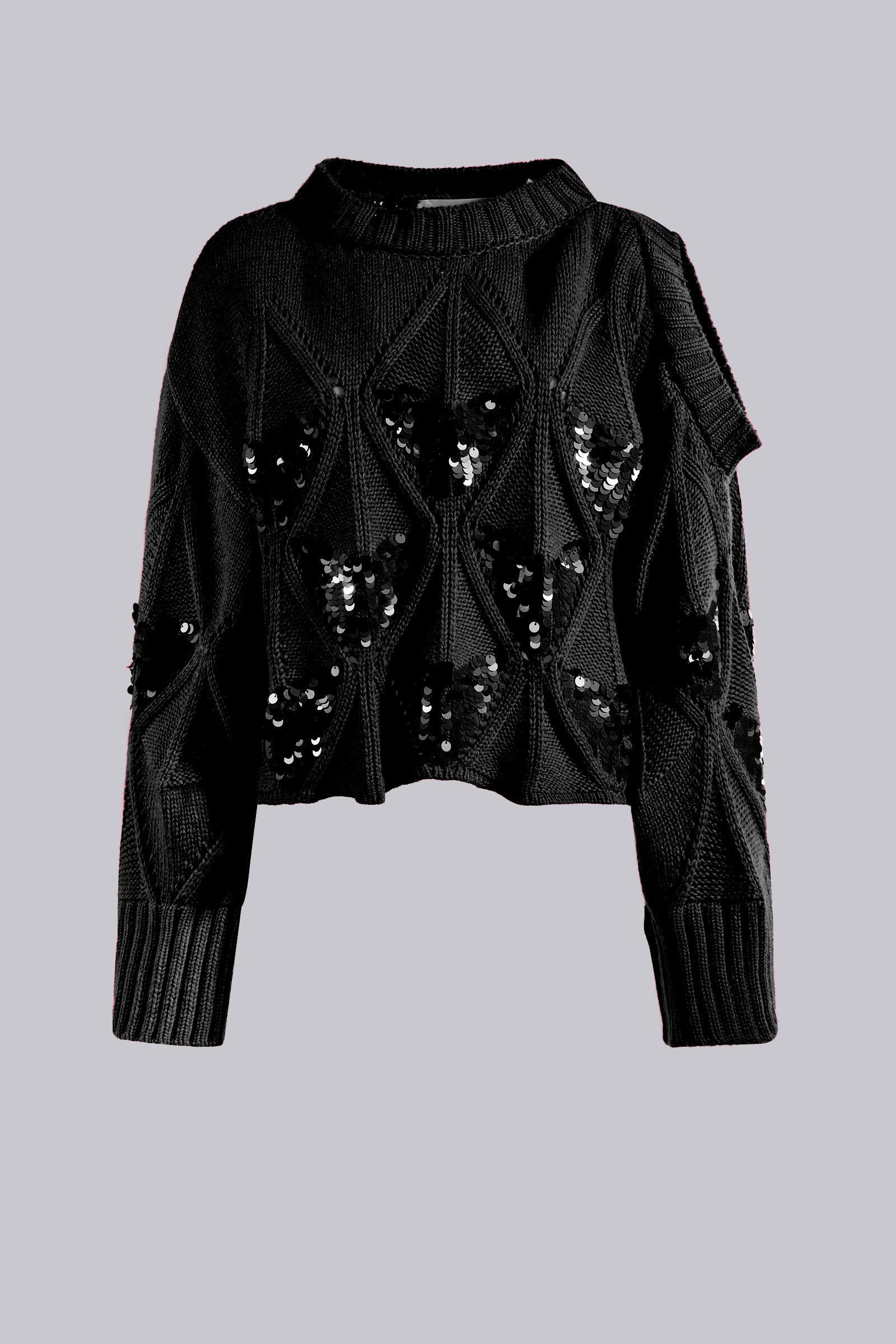 SWEATER WITH CUT-OUT DETAIL AND SEQUIN EMBROIDERY