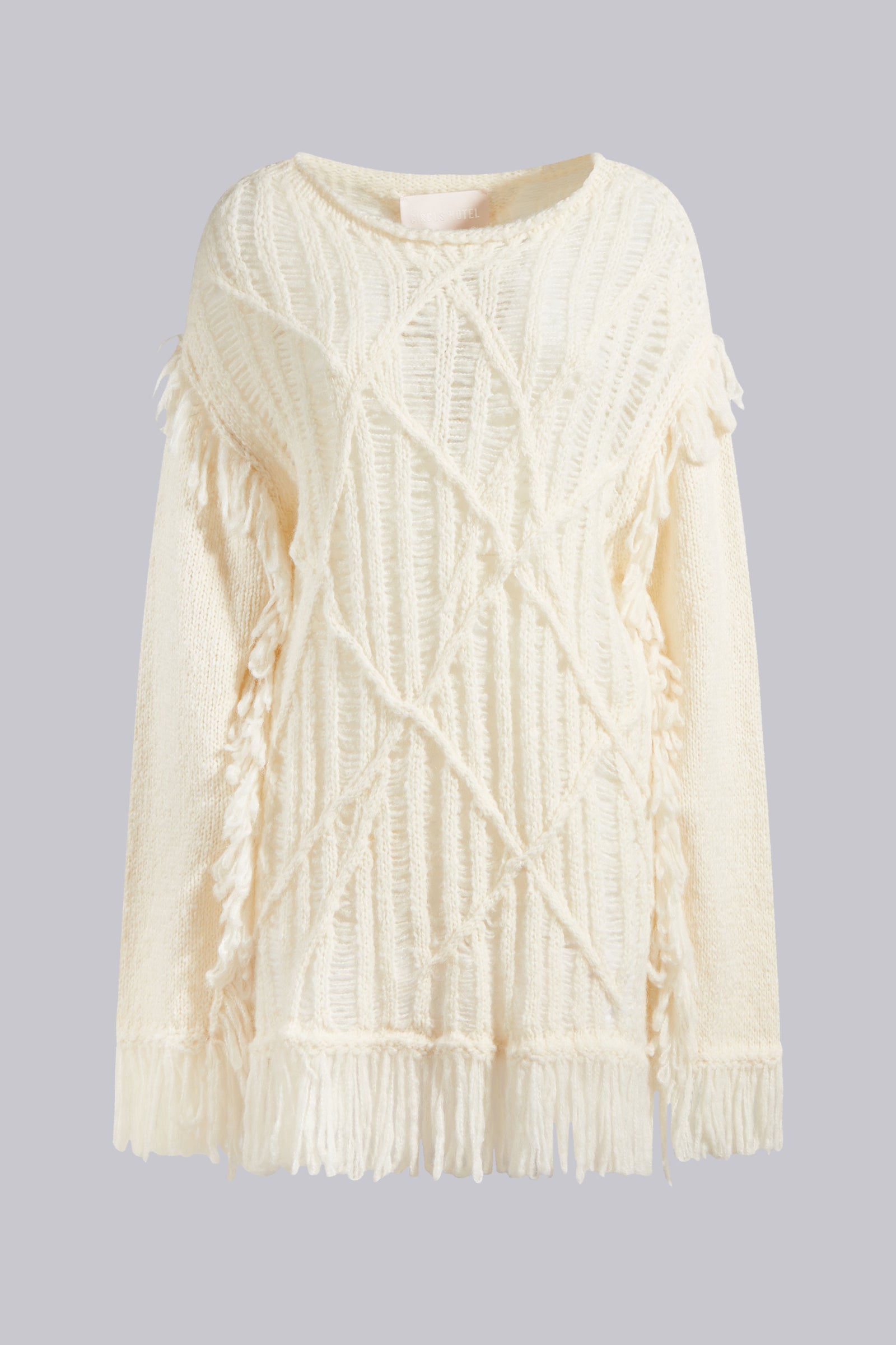 SWEATER WITH TEXTURED FRINGE PATTERN