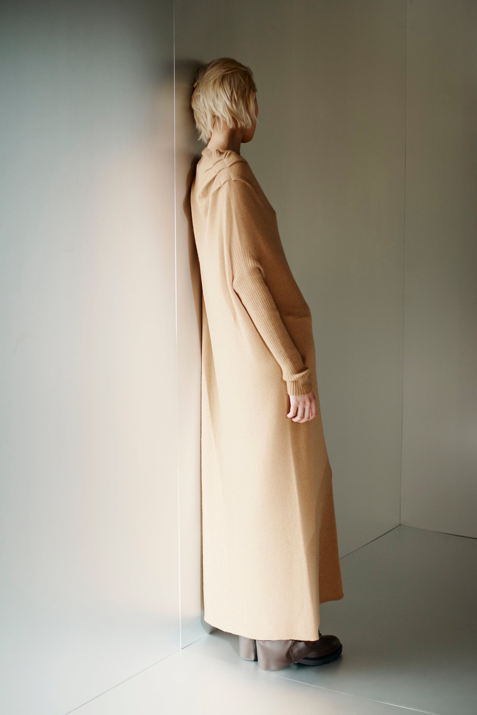 CASHMERE LONG DRAPED DRESS