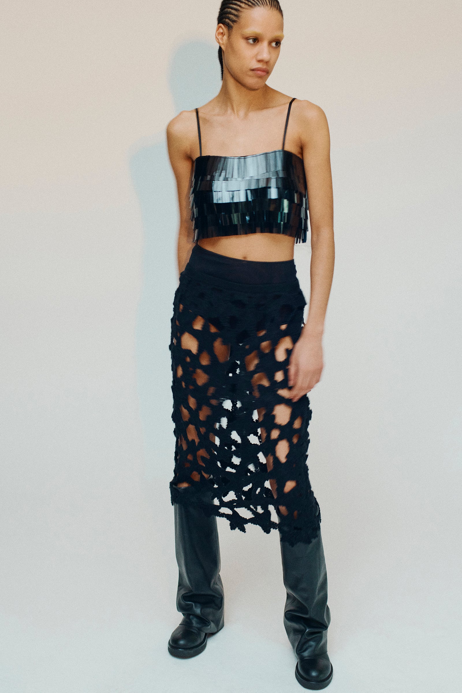 CROP TOP RICAMO PAILLETTES