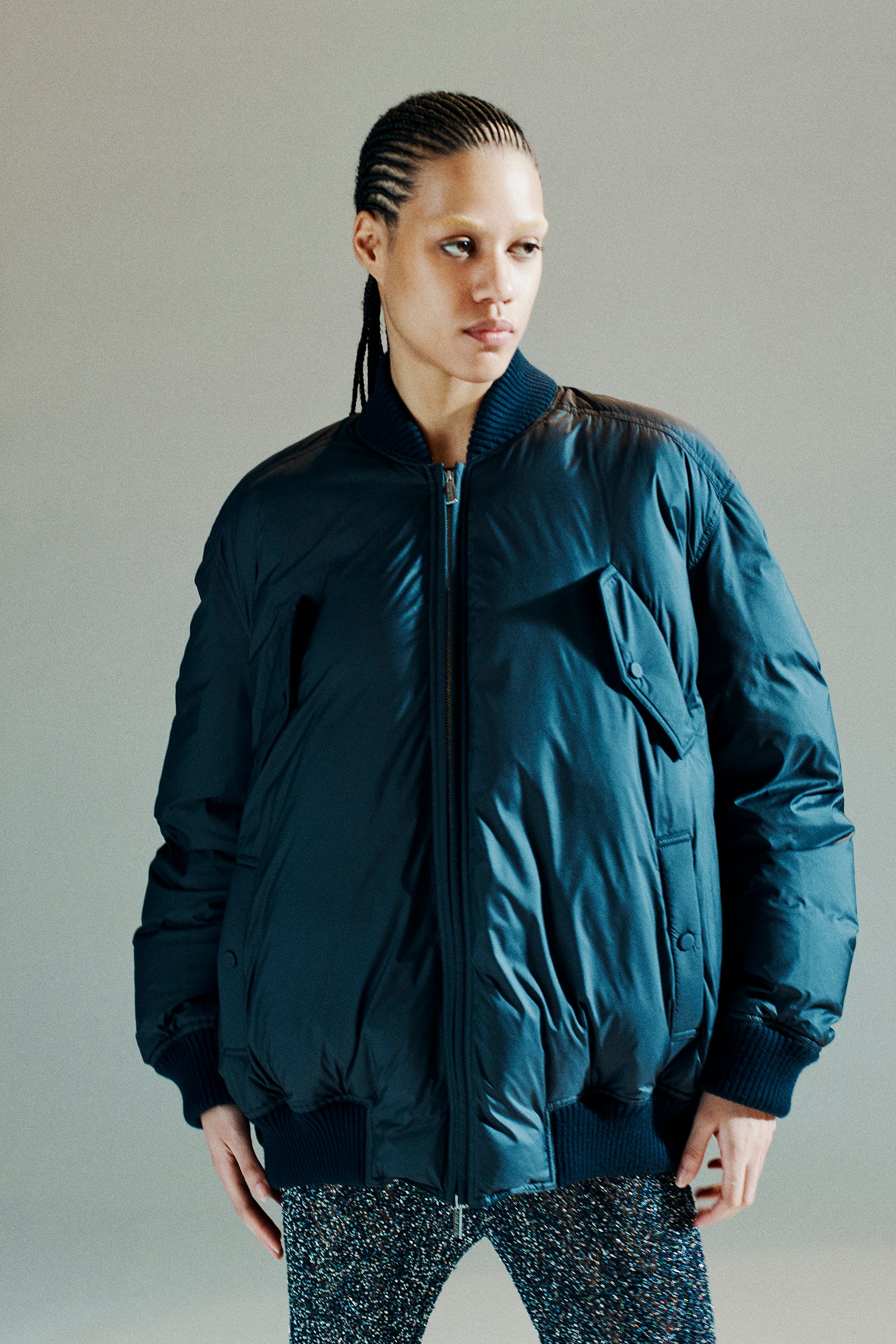 NYLON OVERSIZE BOMBER JACKET