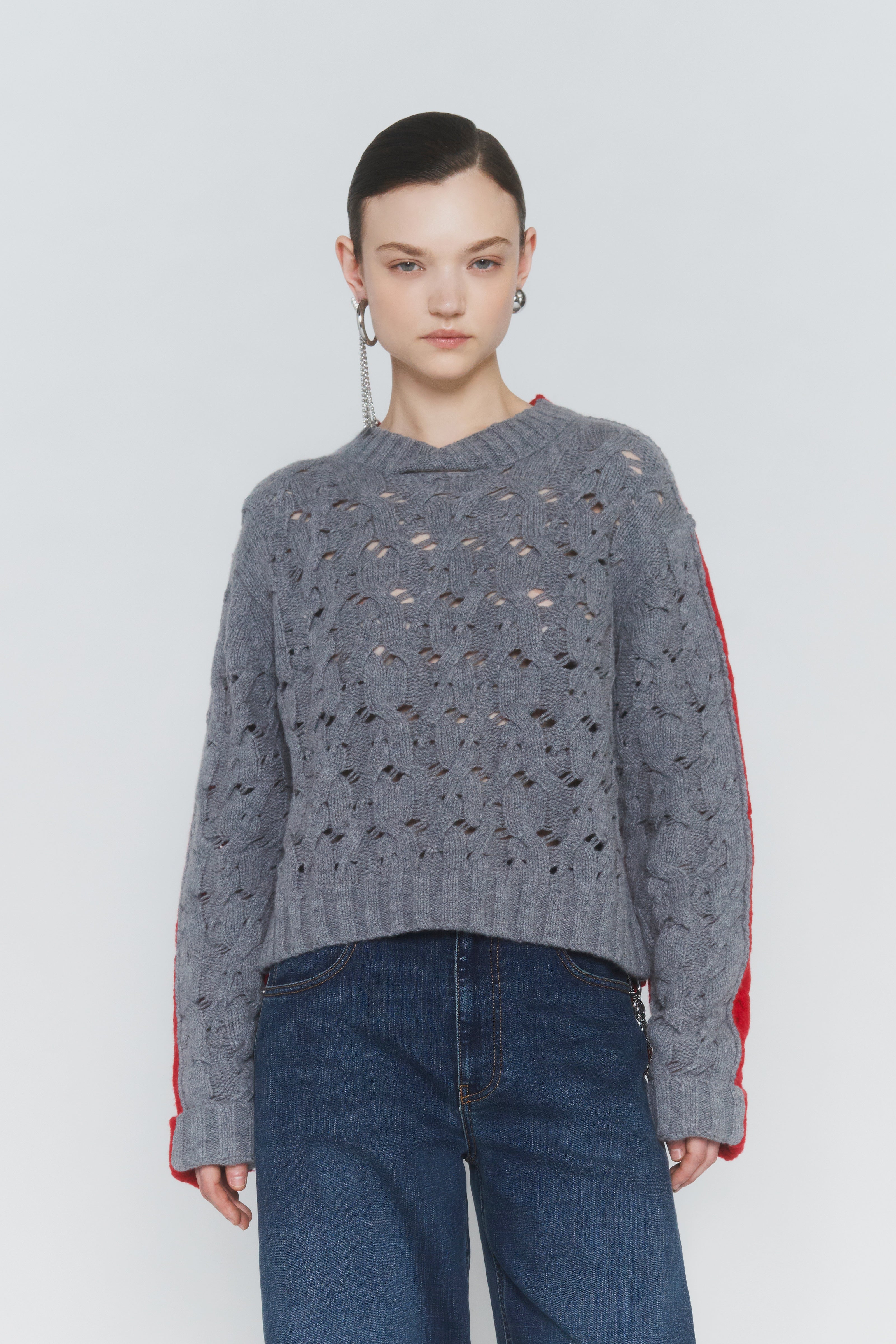 MAGLIA-BICOLORE-TRECCE