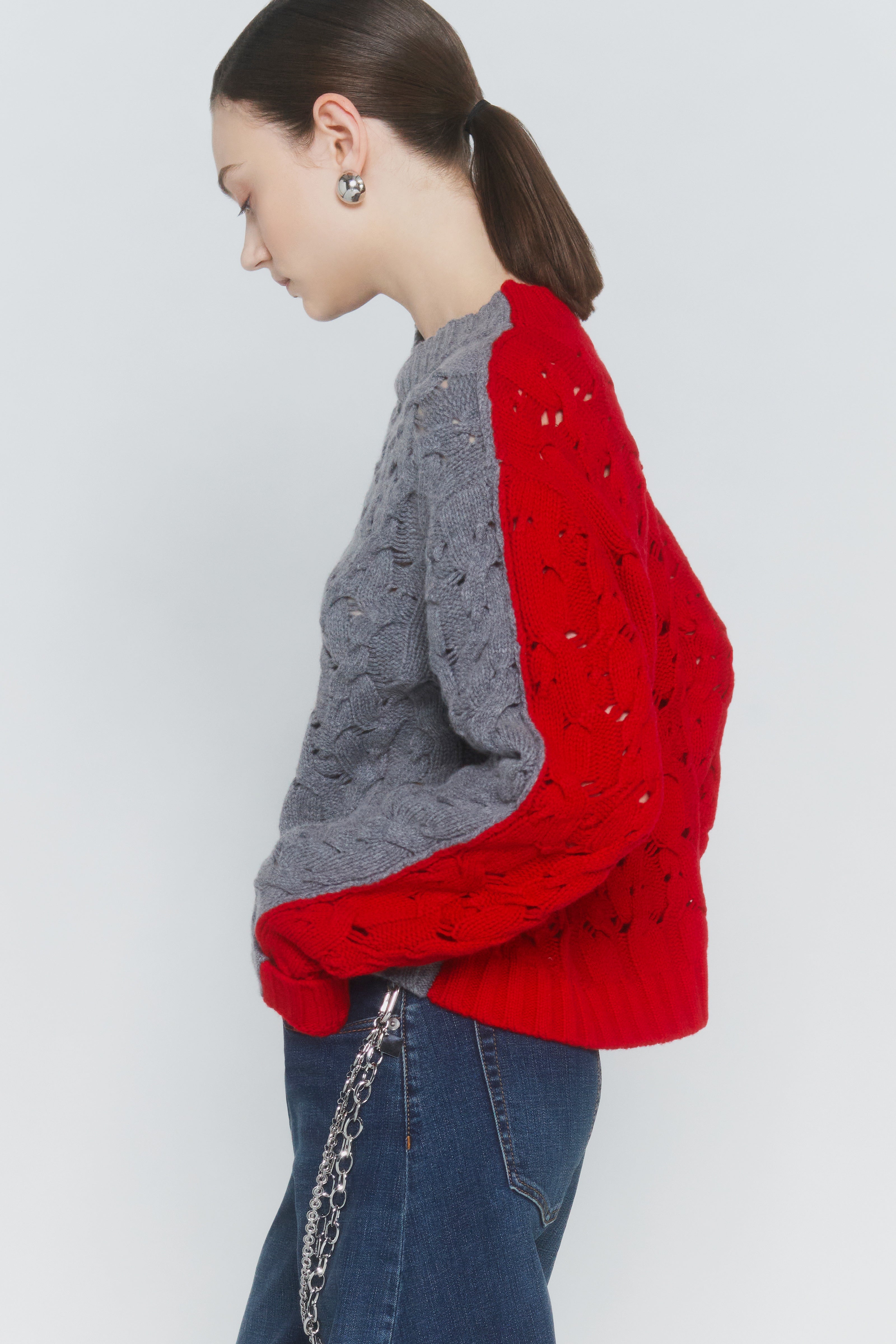 MAGLIA-BICOLORE-TRECCE